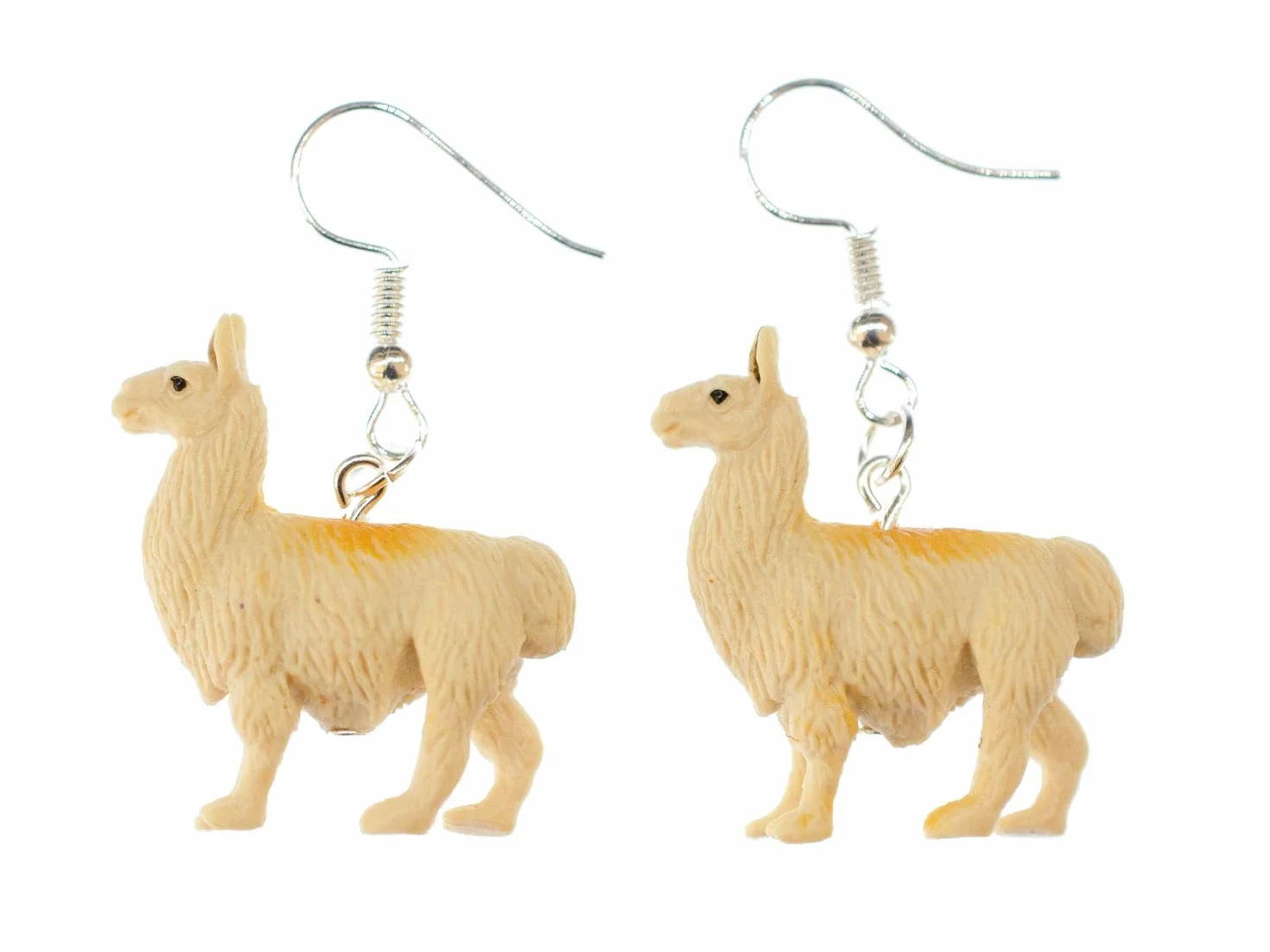 Miniblings Lama Alpaka kolczyki wiszące Ameryka Południowa Peru Kamel Beż Guma - Ręcznie robiona modna biżuteria I Kolczyki Kolczyki Kolczyki posrebrzane, 26mm, Kauczuk