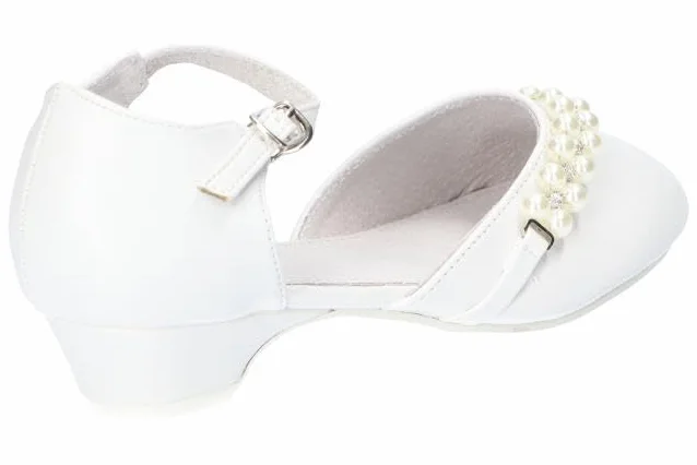 KOM40 ELEGANCKIE BUTY KOMUNIJNE GALOWE STYLOWE PANTOFLE DLA DZIEWCZYNEK BIAŁE 33