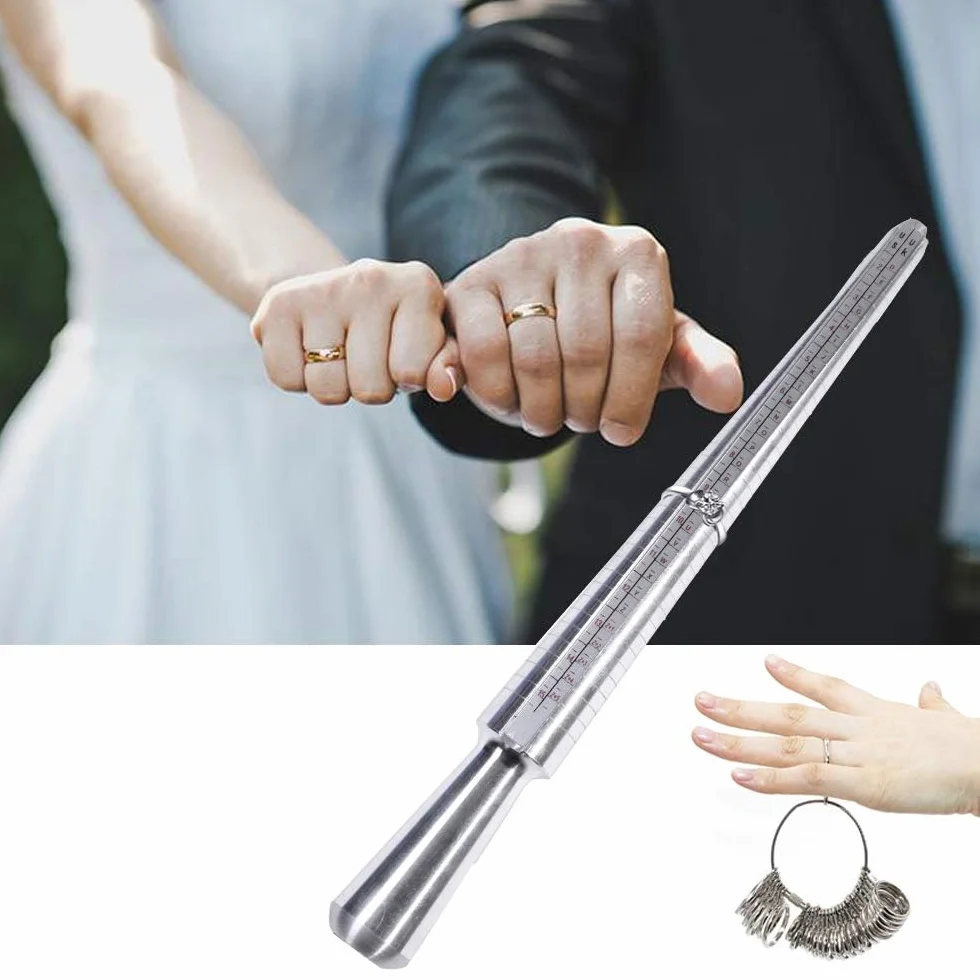 Meowoo Ringstock miernik wielkości pierścionka, metal lub tworzywo sztuczne, wymiary pierścionka, standard rozmiarów, UK, UE, USA i Szwajcaria, Length:26CM, Bez kamienia