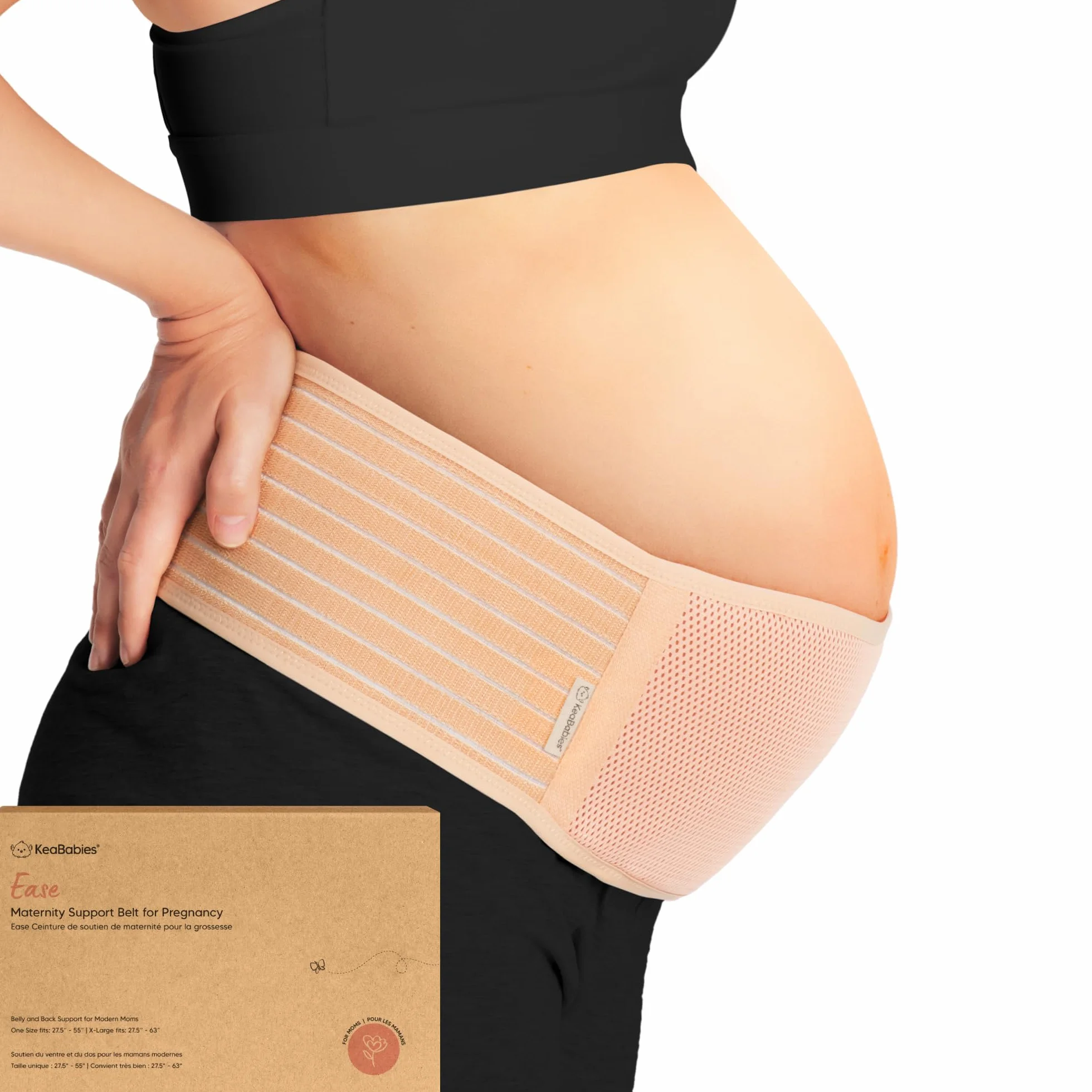 KeaBabies Pas brzuszny ciąża - Miękki i oddychający pas ciążowy - Pas brzuszny ciąża podpierający - Pas podtrzymujący ciąża (Classic Ivory, M/L)