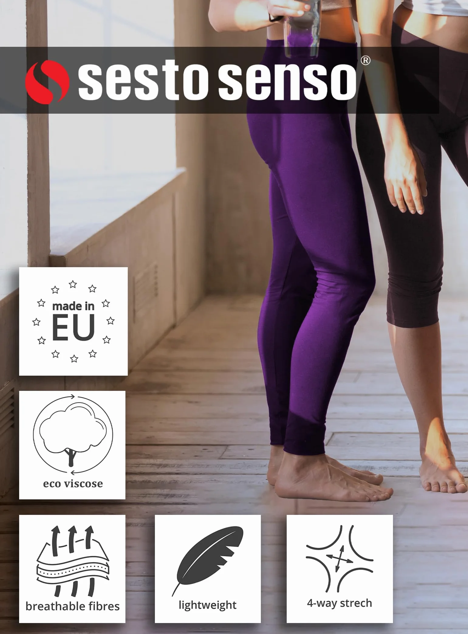 sesto senso Legginsy z wiskozy dla kobiet 3/4 długie spodnie do fitnessu, spodnie sportowe, kolorowe, do jogi