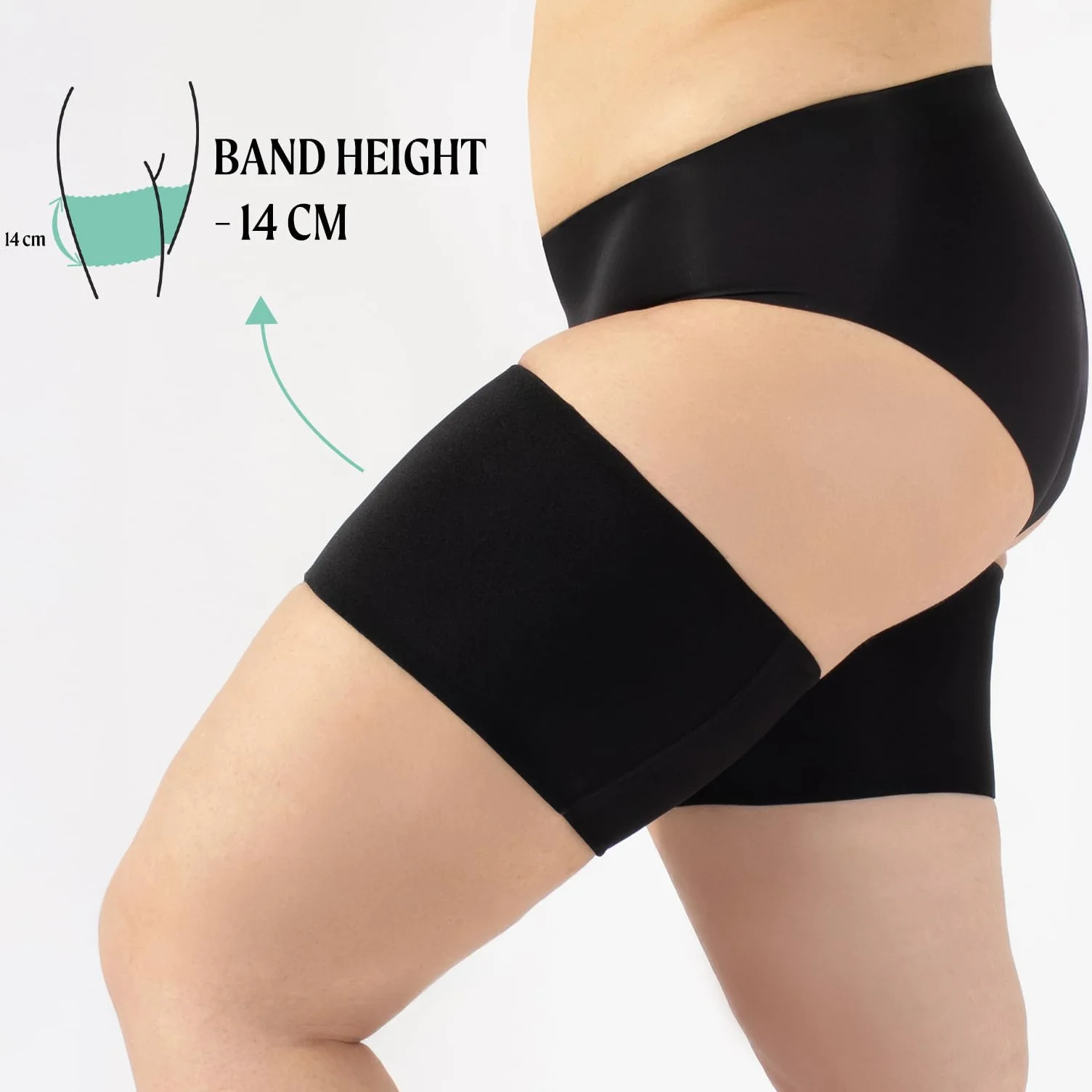 CALZITALY Nowoczesny Kobiety Calzitaly Smooth Anti - Chafing Bands | Anti Rubbing Curvy Elastic Bands for Thighs| Black, Skin | A, B, C, D, E, F | Made in Italy
