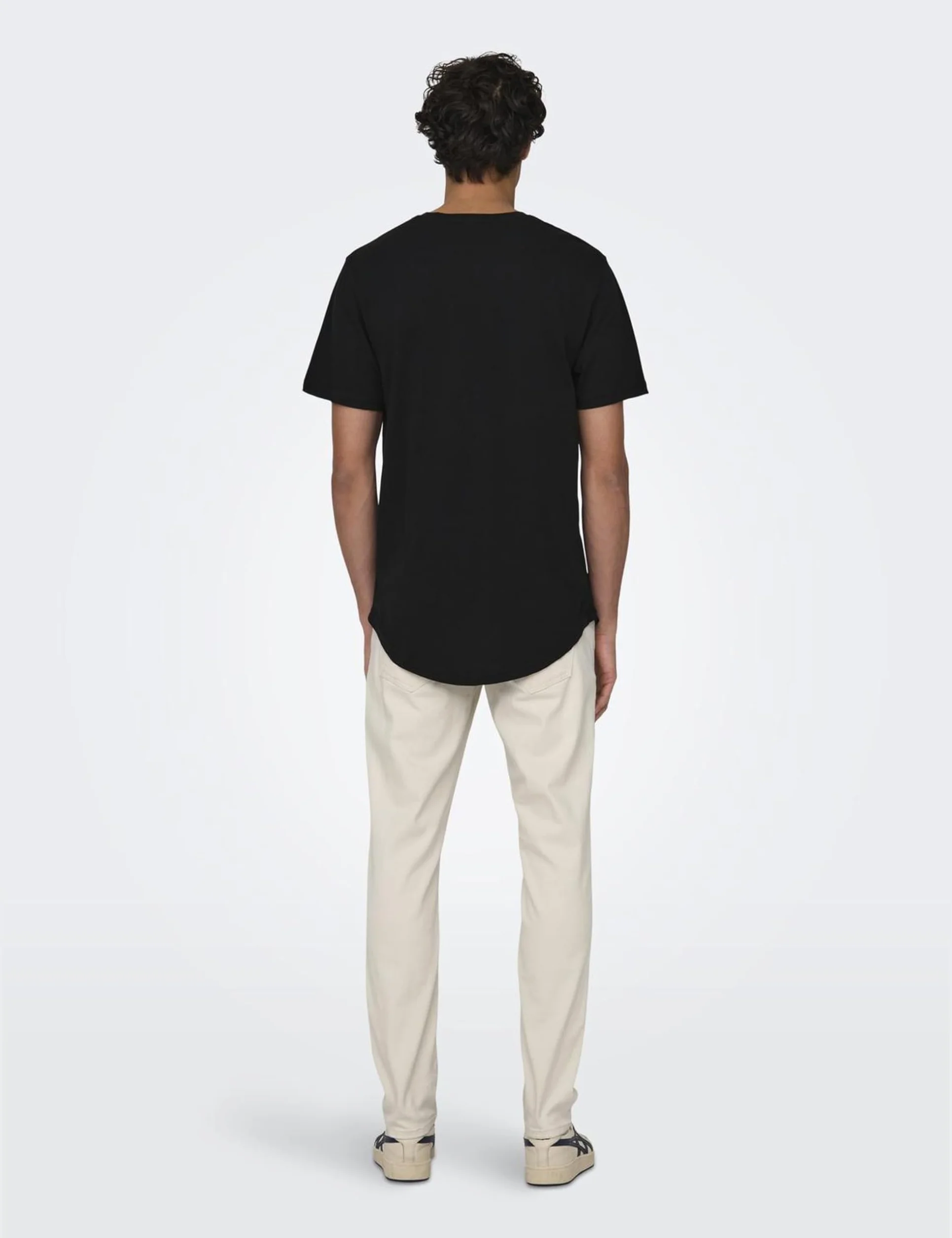 ONLY & SONS Męski T-shirt z długim wycięciem pod szyją