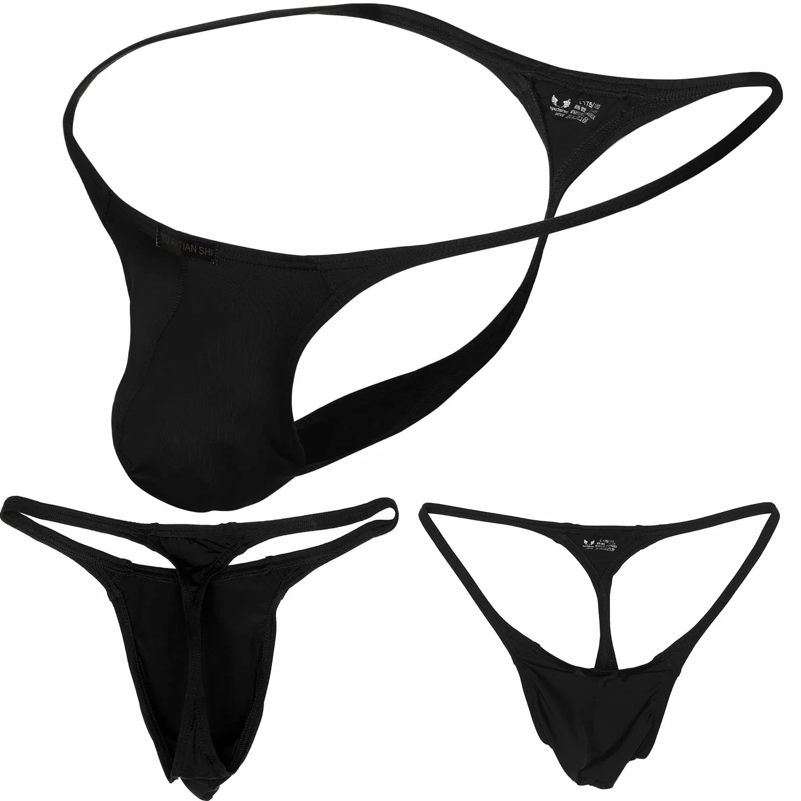 Męskie stringi tanga z niskim stanem bielizna stringi lekkie męskie stringi majtki bikini bielizna czarna, czarny i biały