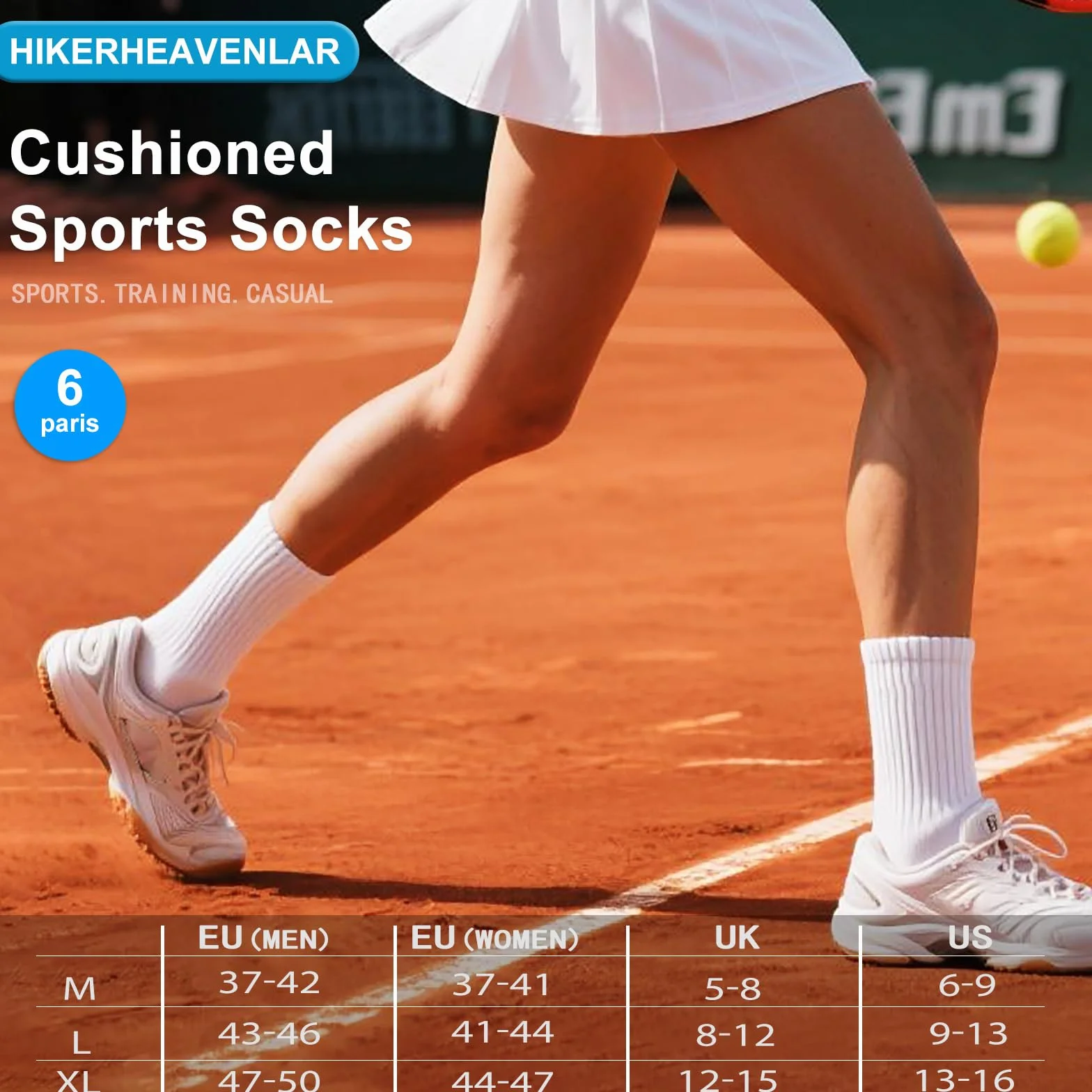 6 par, amortyzowane skarpetki sportowe dla mężczyzn, kobiet, biegania, oddychające, anty-pęcherzowe, tenisa, wędrówek, chodzenia, jazdy na rowerze, piłki nożnej, koszykówki, 37-50