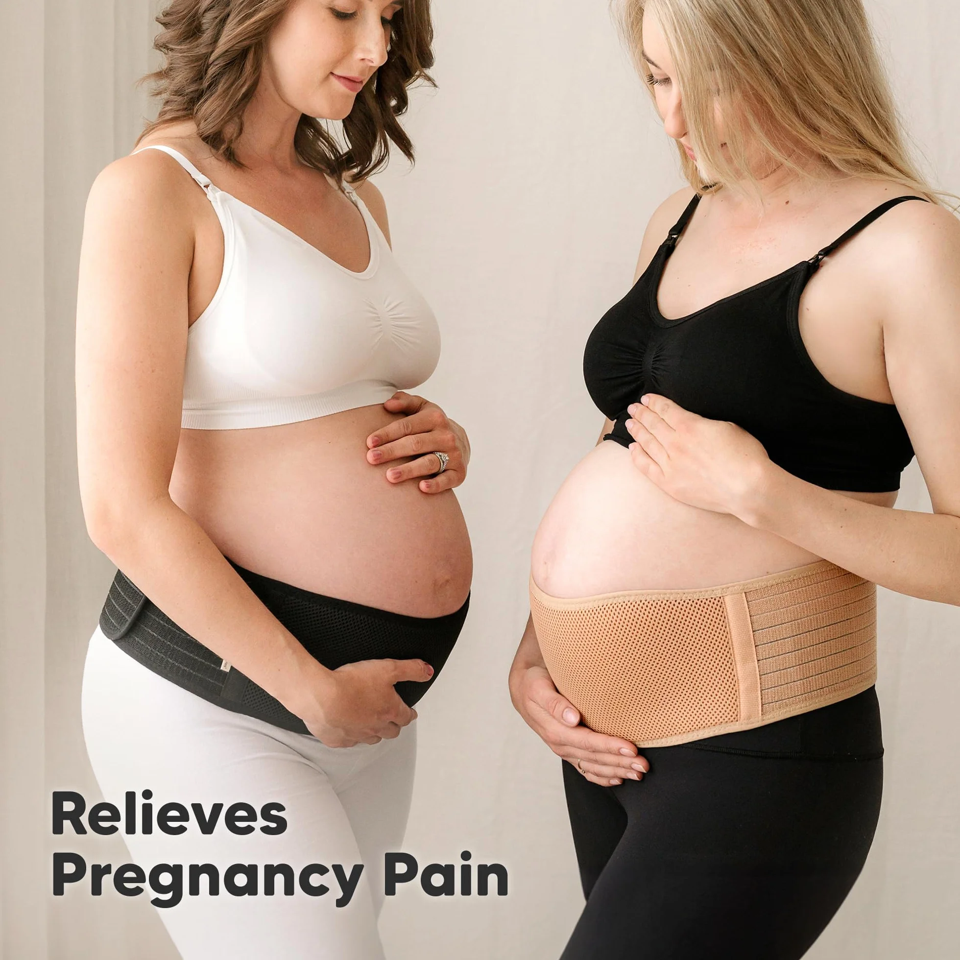 KeaBabies Pas brzuszny ciąża - Miękki i oddychający pas ciążowy - Pas brzuszny ciąża podpierający - Pas podtrzymujący ciąża (Classic Ivory, M/L)