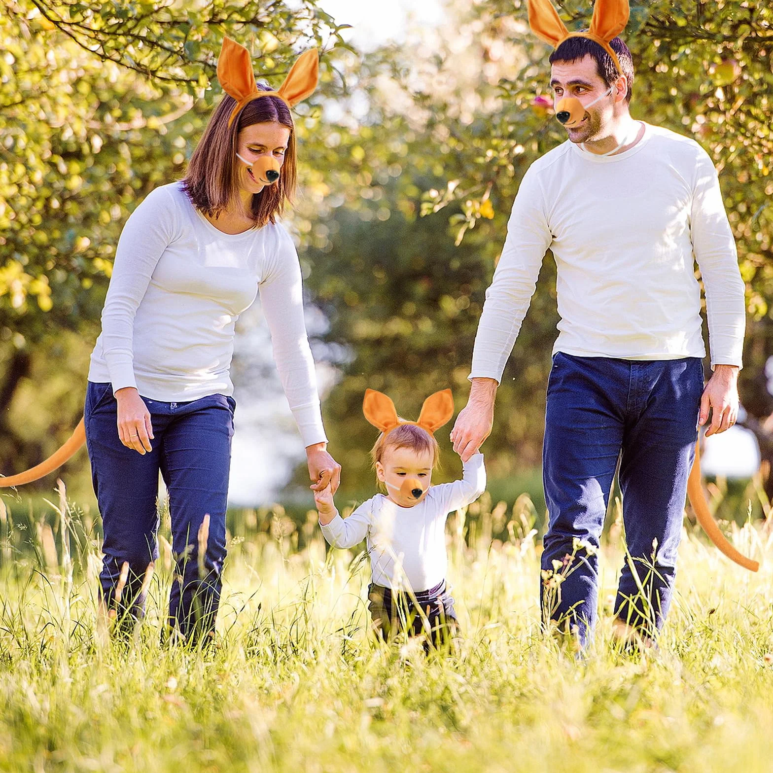 XEPST Zestaw kostiumów dla zwierząt kangur, kangur uszy i ogon zestaw kangura opaska na głowę i ogon kangura dla zwierząt kostium na urodziny cosplay Halloween Fantazyjna sukienka na imprezę