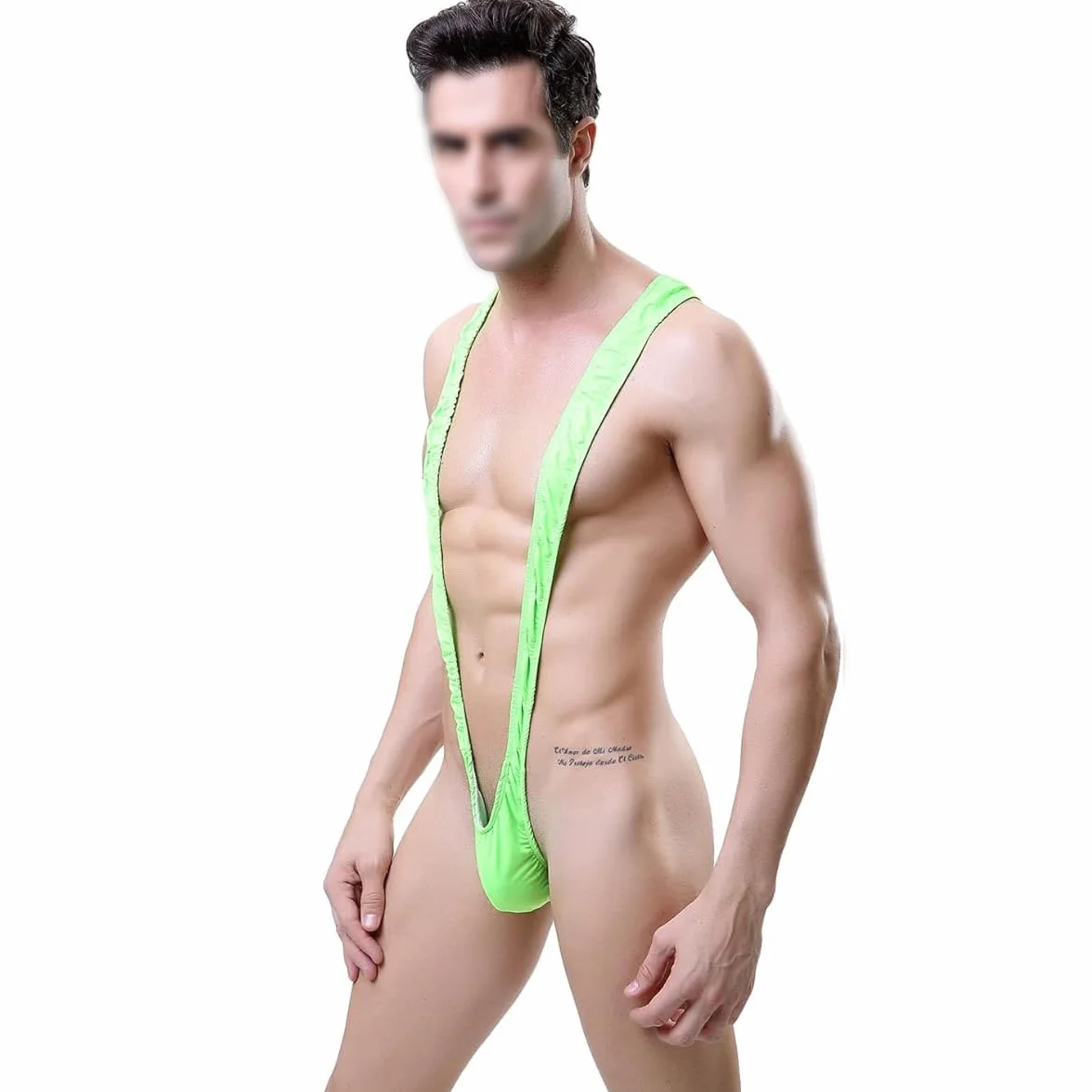 V-Shaped Suspender Thong Swimsuit Men's V-Back Sexy Suspender Swim Body Men's Novelty Stag Fancy Dress Costume (zielony)