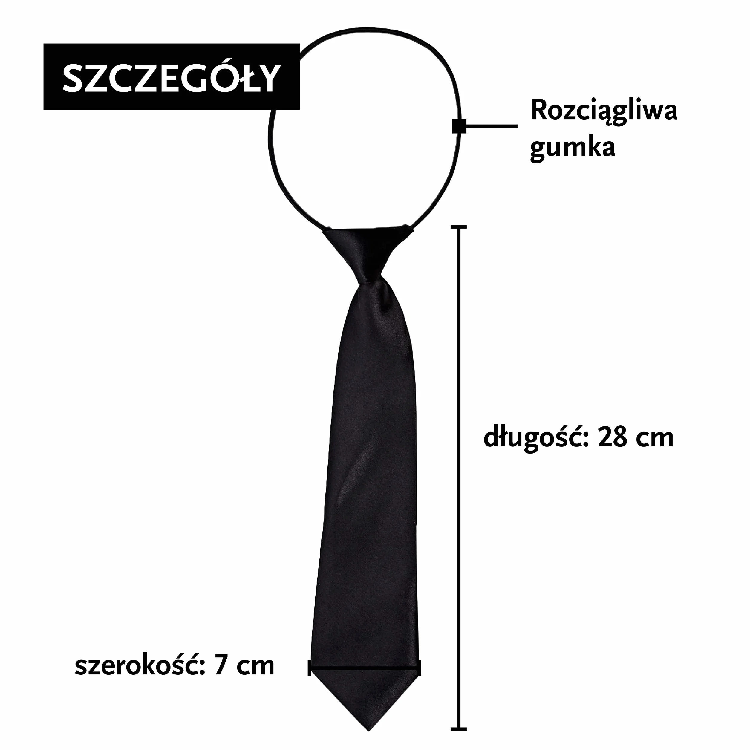 DonDon krawat chłopięcy z jedwabiu, błyszczący i wstępnie zawiązany - szerokość 7,0 cm - z gumką