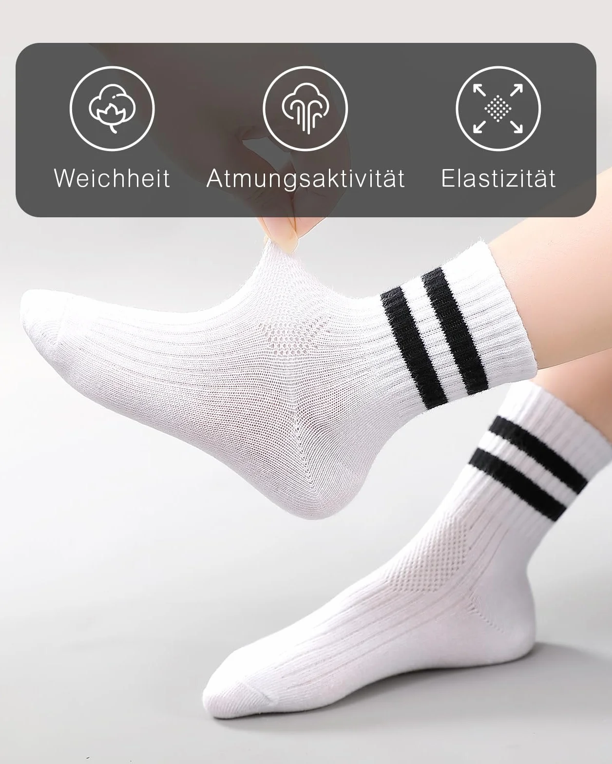 Kyopp 5/10 par skarpet dla chłopców i dziewczynek, oddychające skarpety typu sneaker w paski