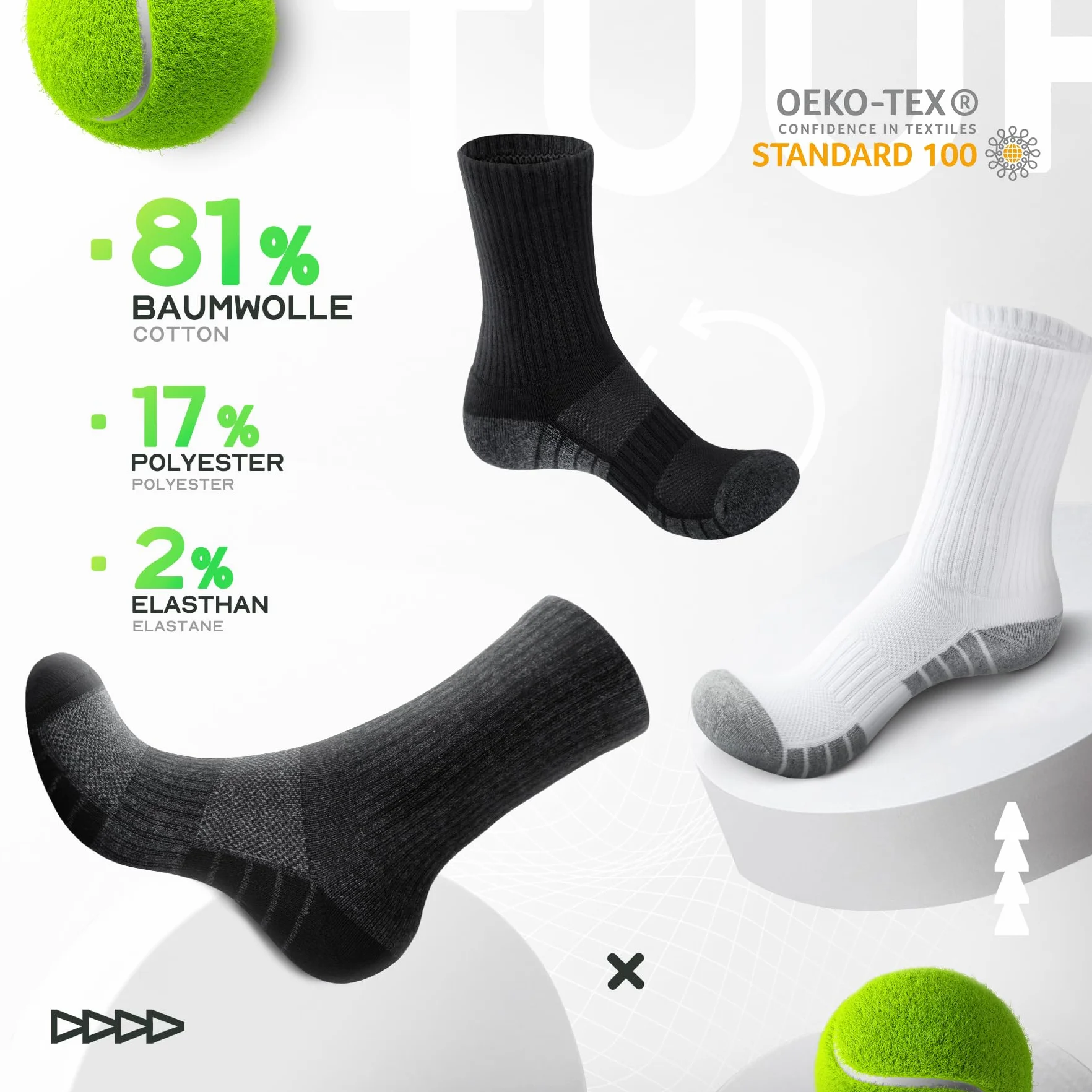 Skarpety Męskie Damskie 6/12 Par Bawełniane Skarpetki Sportowe Biegania Badminton Czarny Biały Szary