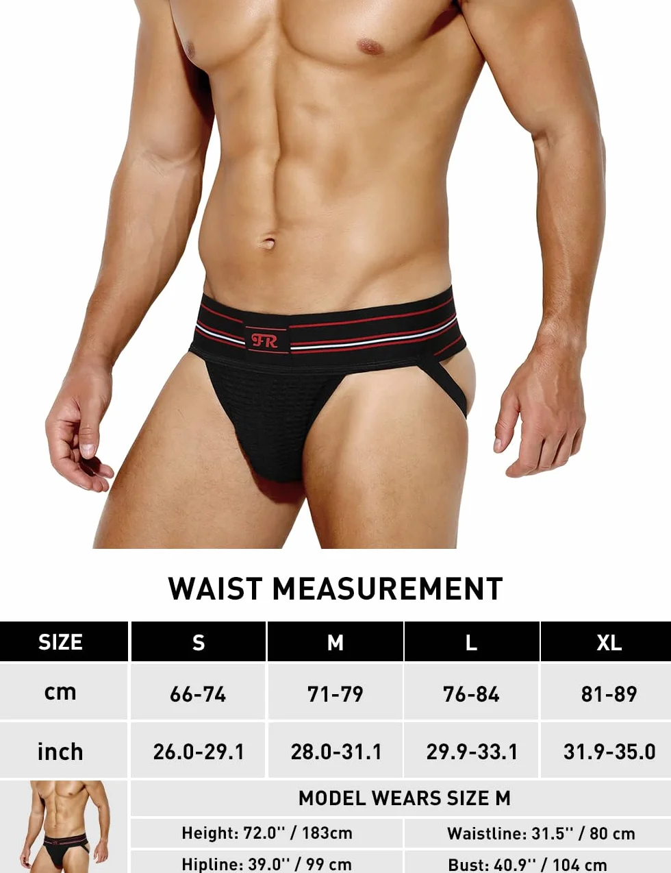 Casey Kevin Jockstrap Męskie stringi Slipy Oddychające Thong Bielizna Sportowa Majtki, Kolor czarny, L