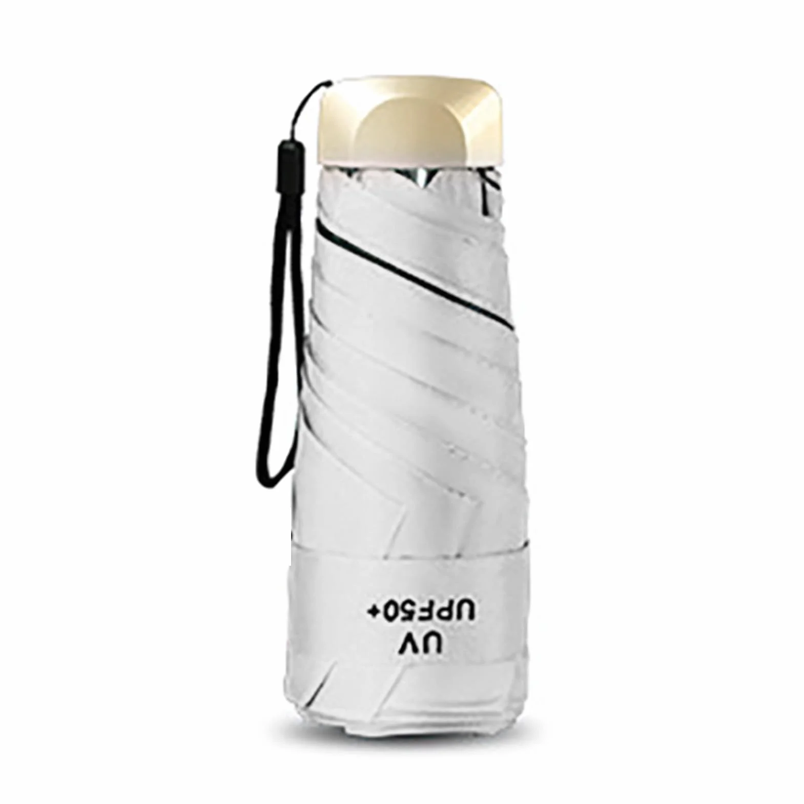 Parasol Słoneczny, Mini Składany Parasol Podróży, Podwójne Użycie Sunshine Protection Sunshade Parasol z czarną powłoką Kleju i obudową na Deszcz na Zewnątrz lub Blask