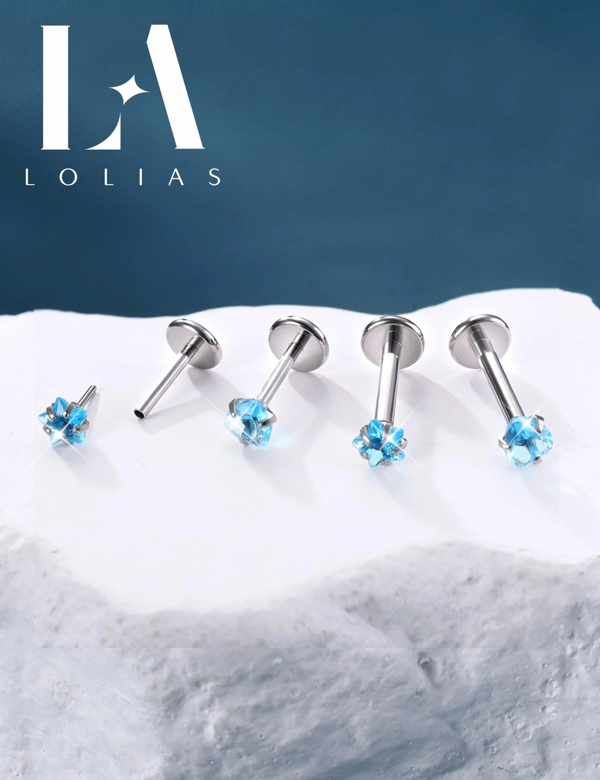 LOLIAS 28 szt. wargi labret sztyft stal nierdzewna 16/20G 6/8 mm tragus piercing biżuteria wargi bar tragus kolczyk gwiazda serce CZ opal płaski tył nos kolczyk meduza piercing biżuteria dla kobiet