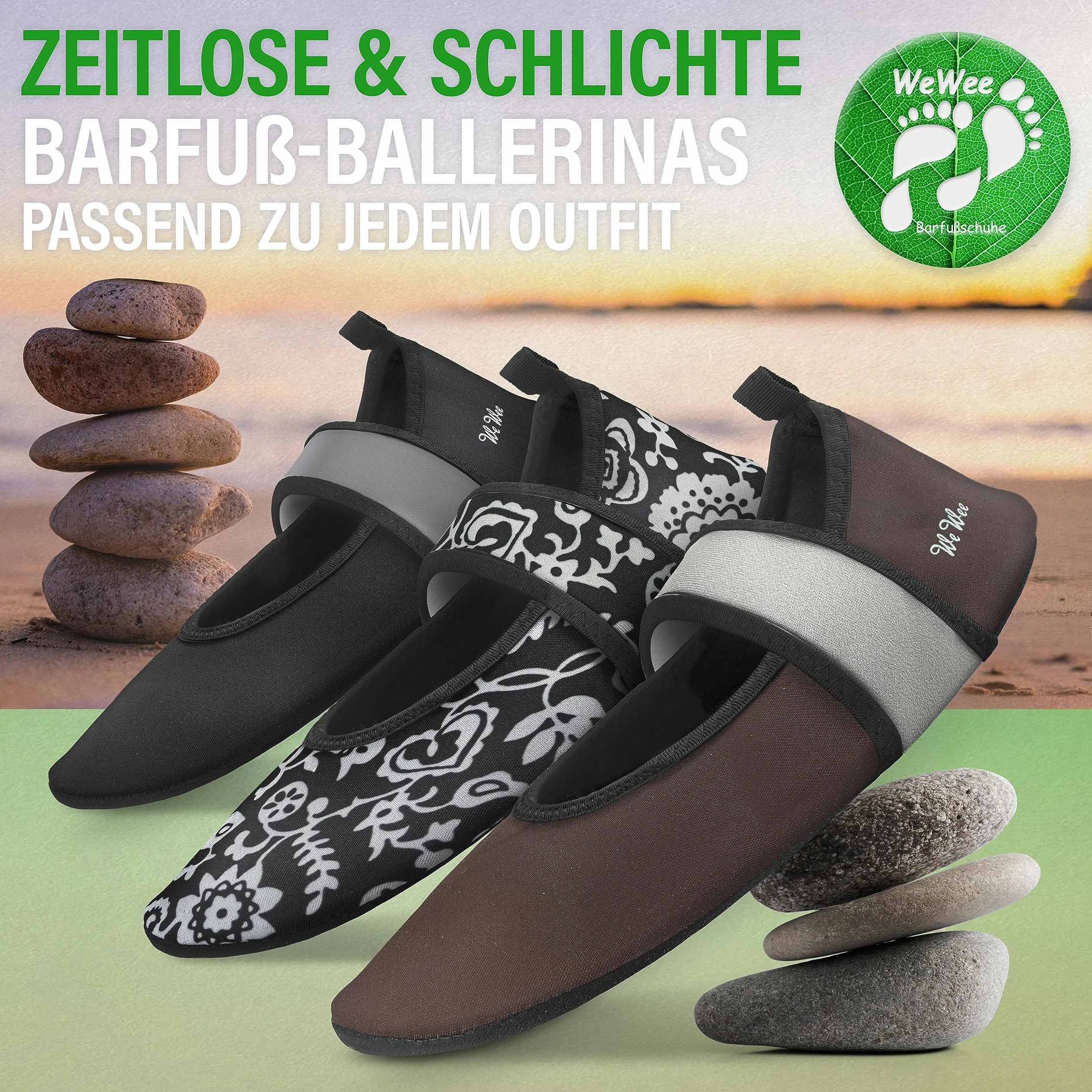 zdrowe, uniwersalne buty do zakładania na bose stopy, damskie – wszechstronne minimalistyczne buty z neoprenu, baleriny