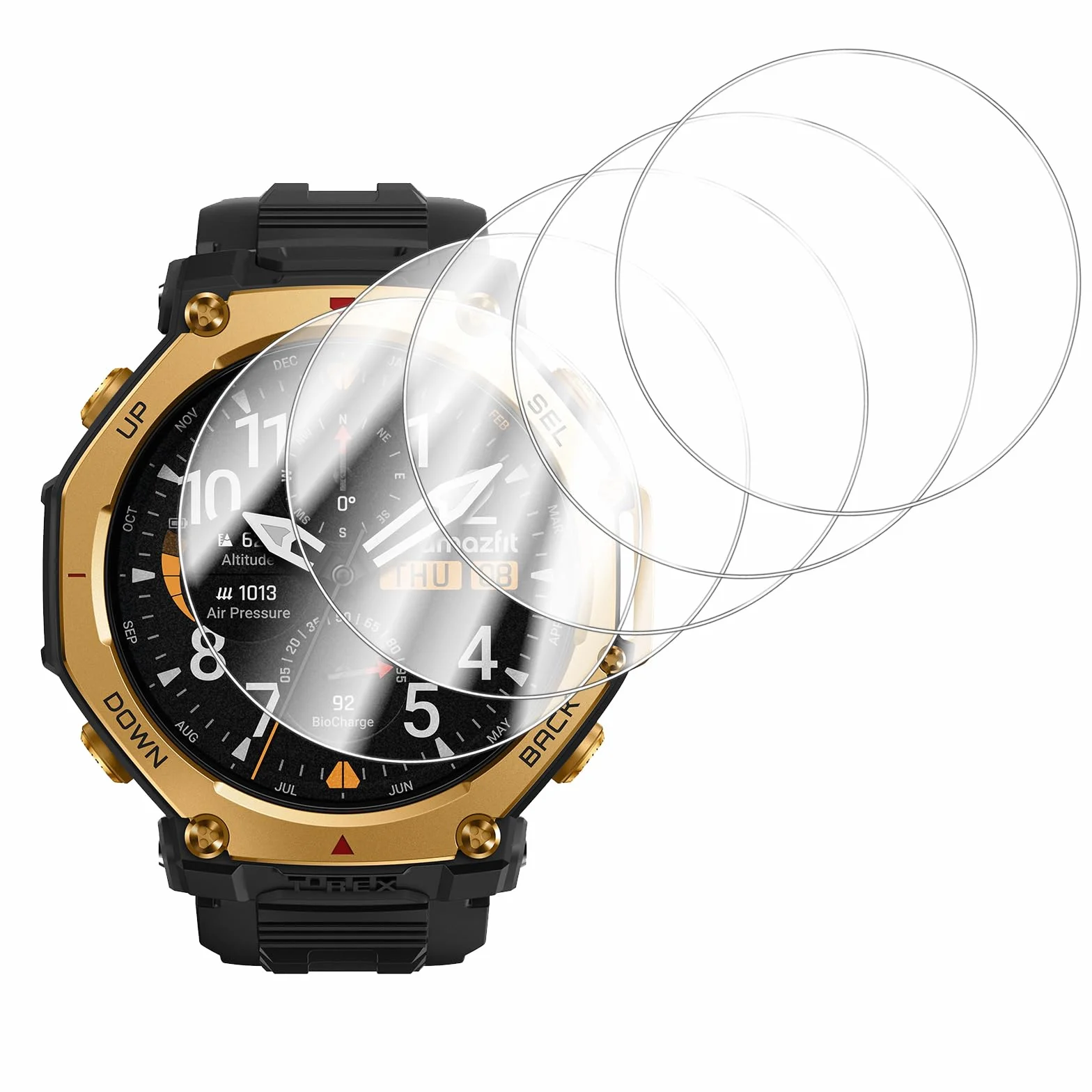 Folia ochronna do A-mazfit T-Rex 3 Pro, 48 mm, łatwa instalacja, odporna na zarysowania, bez pęcherzyków powietrza, twardość 9H, bardzo wytrzymała, odporna na zarysowania, wysoka przejrzystość