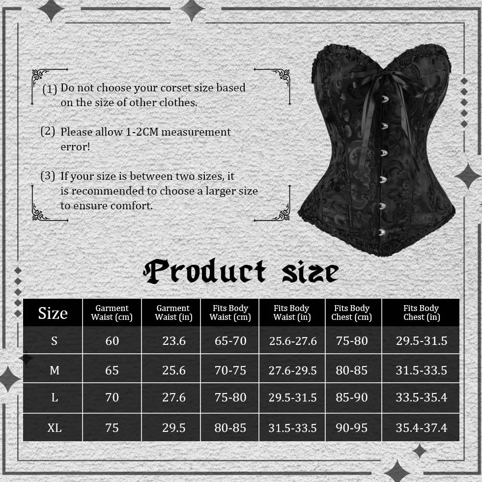 AUYAO Damski koronkowy gorset z odsłoniętymi kostkami gorset/czarny gorset pas na cosplay Halloween randki Catwoman retro impreza tematyczna steampunk (S-XL)