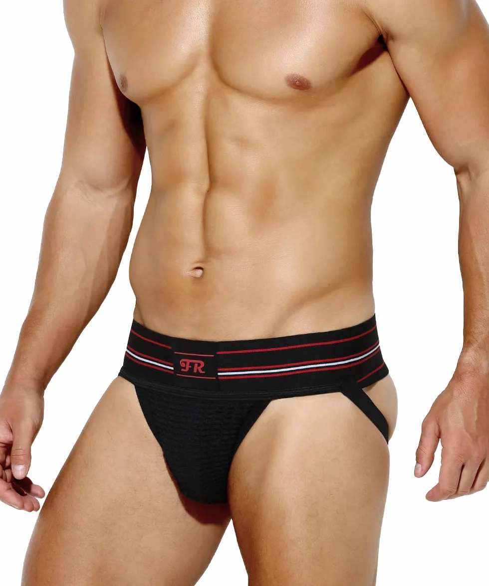 Casey Kevin Jockstrap Męskie stringi Slipy Oddychające Thong Bielizna Sportowa Majtki, Kolor czarny, L