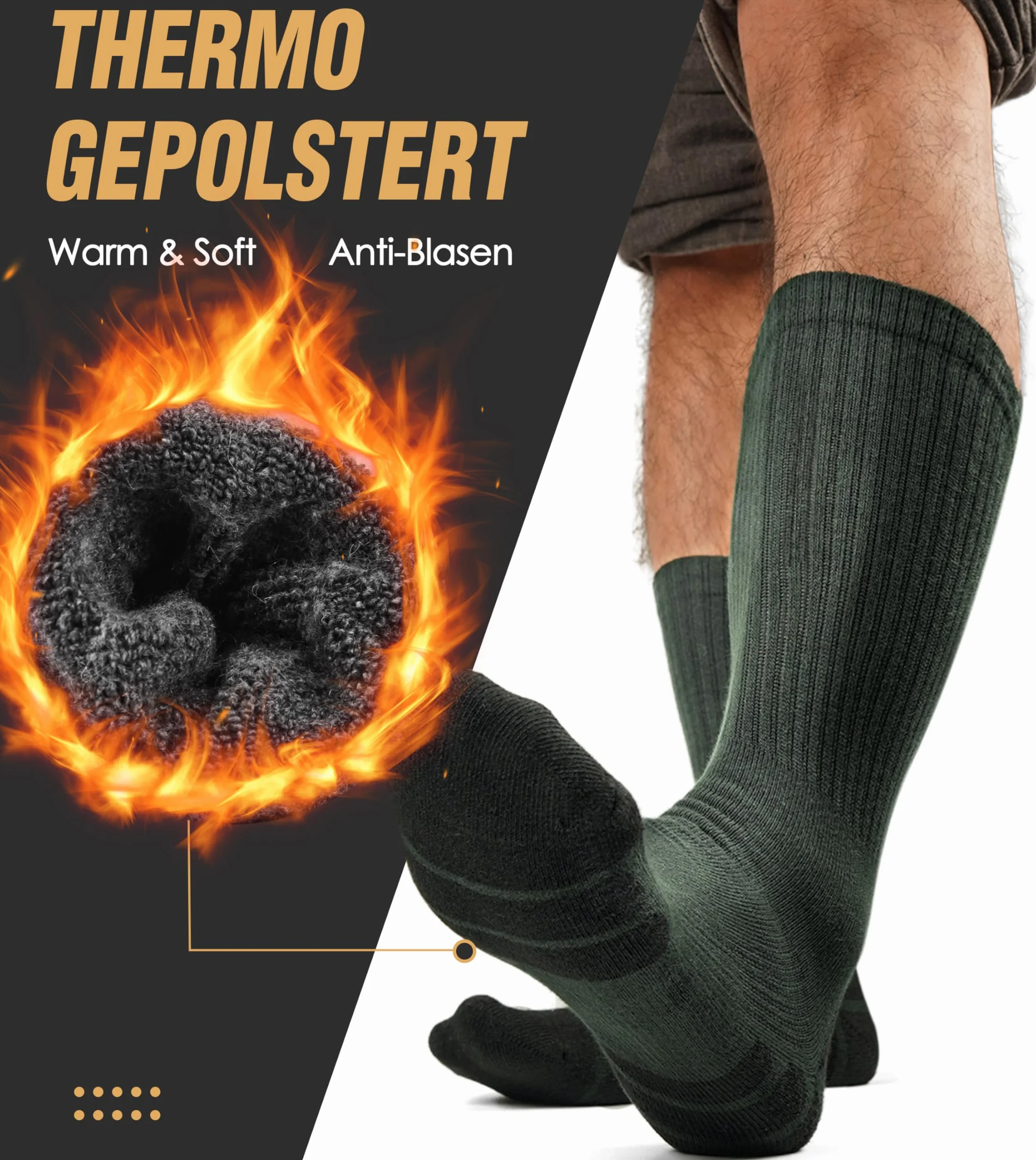 FORVEVO 60% Merino skarpety trekkingowe dla mężczyzn i kobiet, 3 pary, wełniane skarpety męskie, wyściełane, termiczne skarpety zimowe, skarpety sportowe do trekkingu i aktywności na świeżym powietrzu