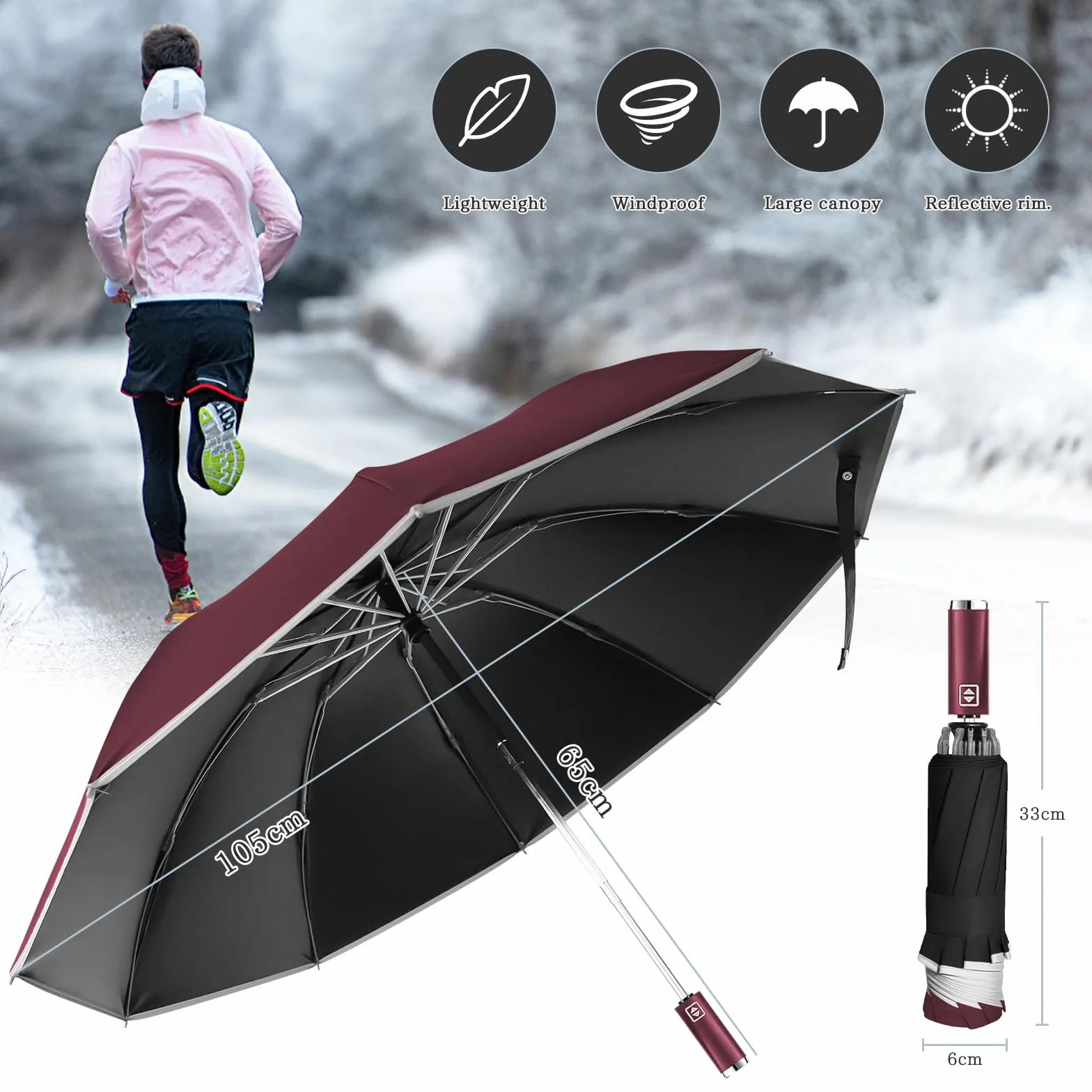 Automatyczny parasol odwrócony, wiatroszczelny składany parasol, duży parasol przeciwdeszczowy 10 wzmocnionych żeber dla mężczyzn i kobiet, średnica 105 cm