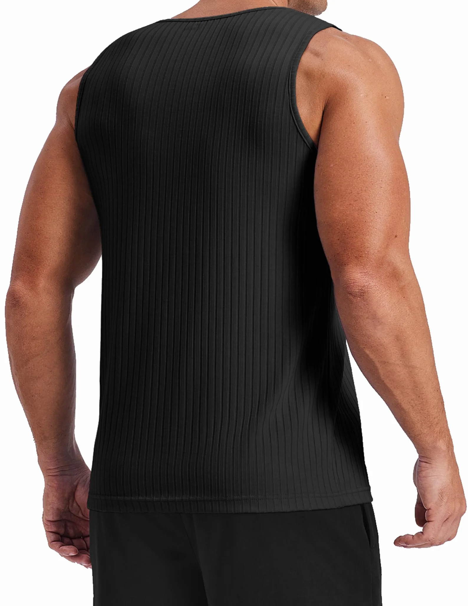 PINSPARK Męski tank top, prążkowana koszulka mięśniowa, bez rękawów, koszulka sportowa, szybkoschnąca, krój slim fit, koszulka na lato