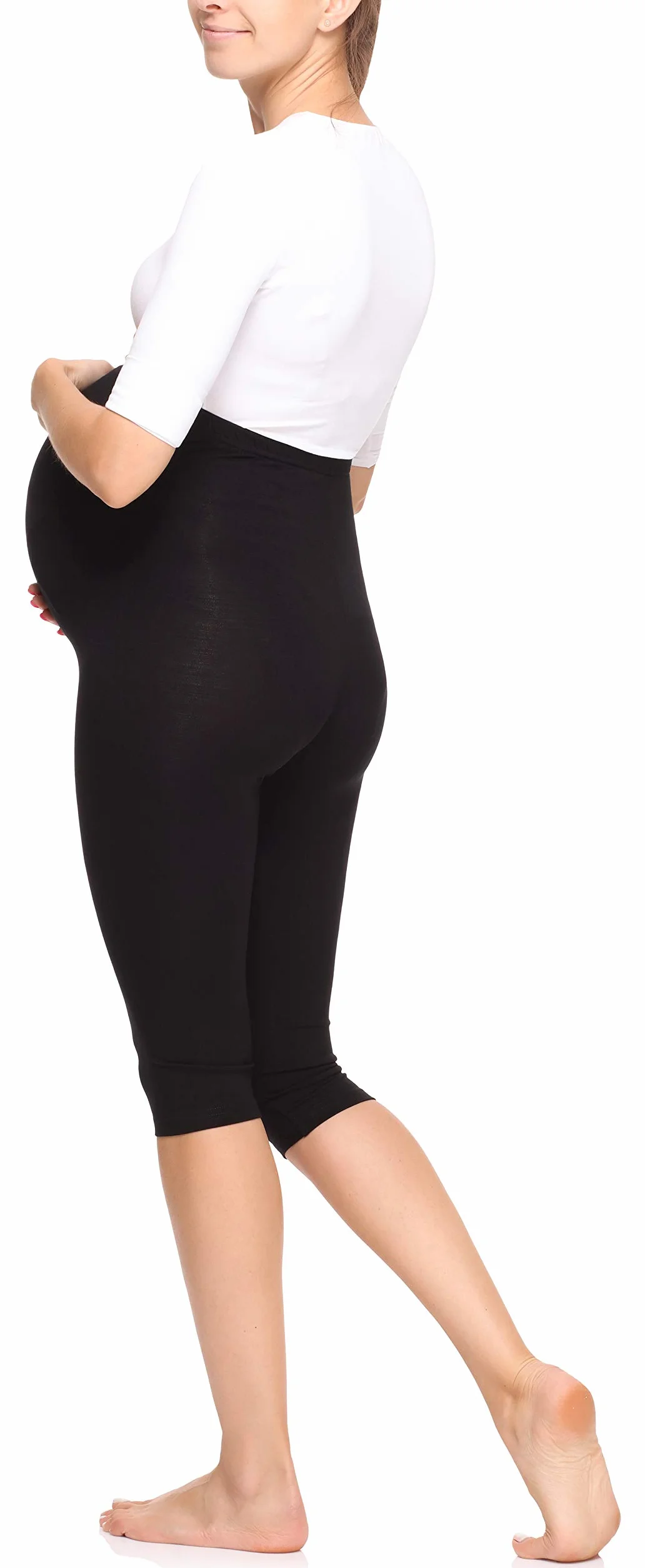 Merry Style Damskie Legginsy Ciążowe 3/4 z Wiskozy MS10-298
