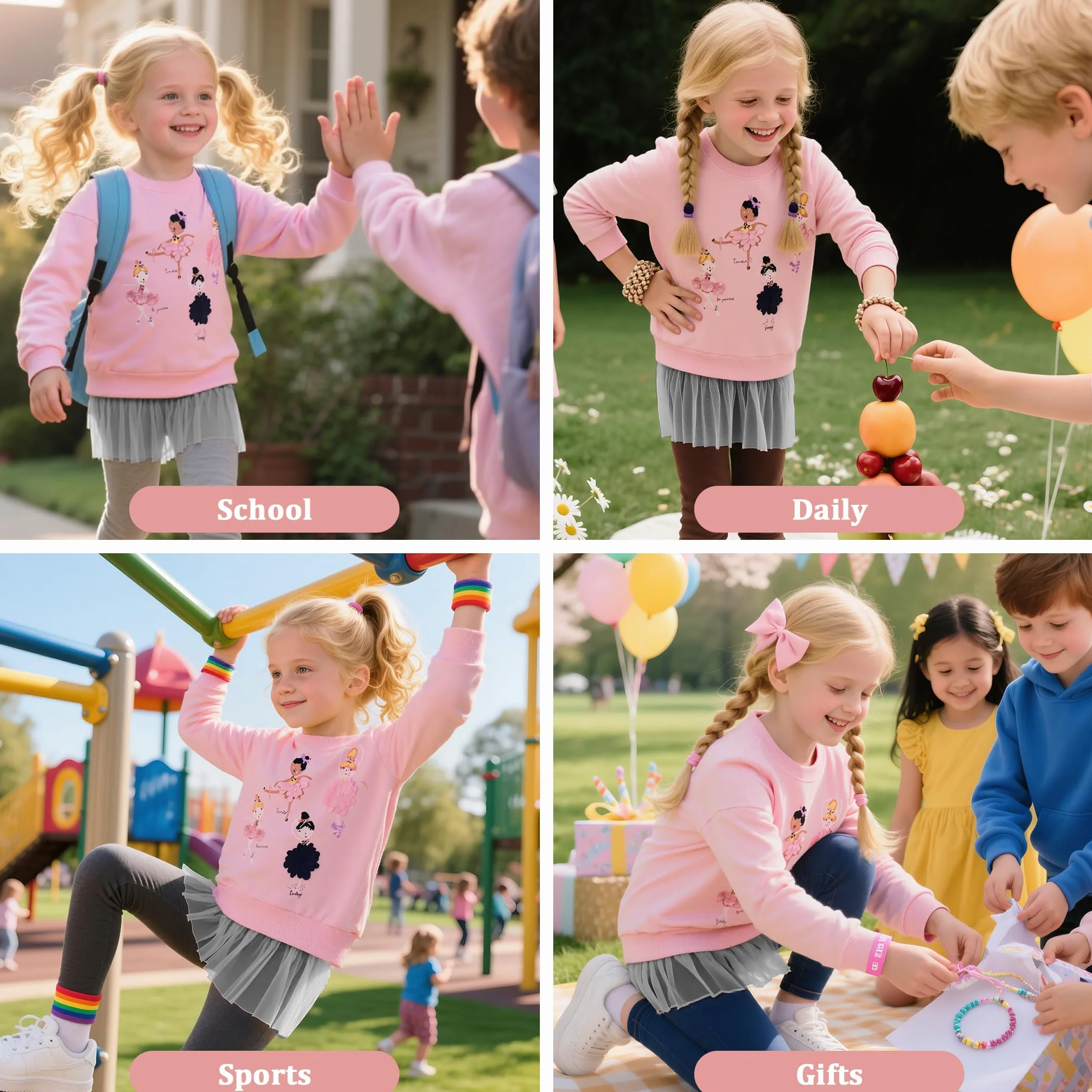 Dziewczęca bawełniana bluza z okrągłym dekoltem sweter bez kaptura haftowane bluzy z długim rękawem Casual Princess Topy dziewczęce swetry 2-7 lat