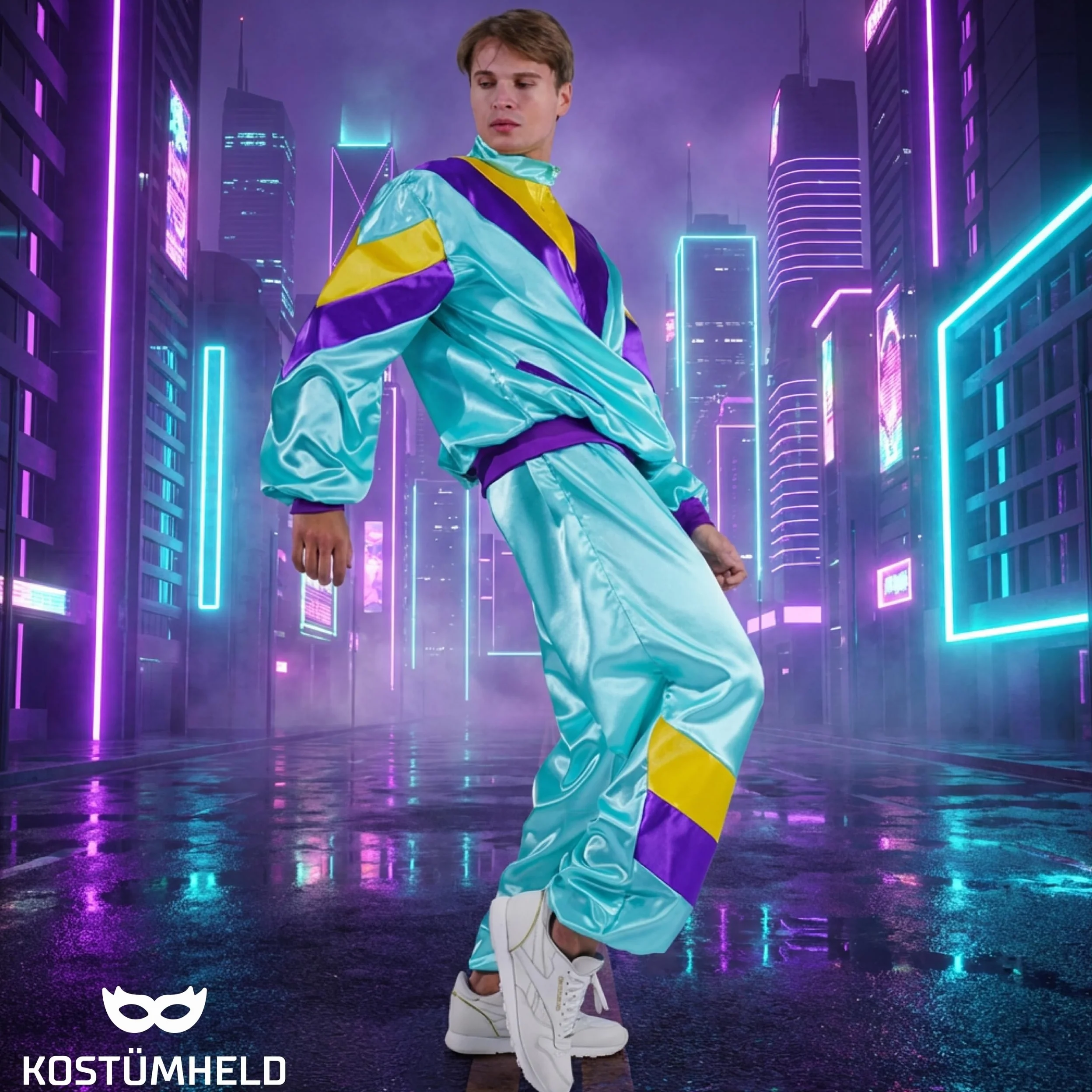 Strój retro w stylu lat 80. XX wieku, strój kąpielowy, dres treningowy, kombinezon dla mężczyzn i kobiet, na karnawał i karnawał, strój do biegania