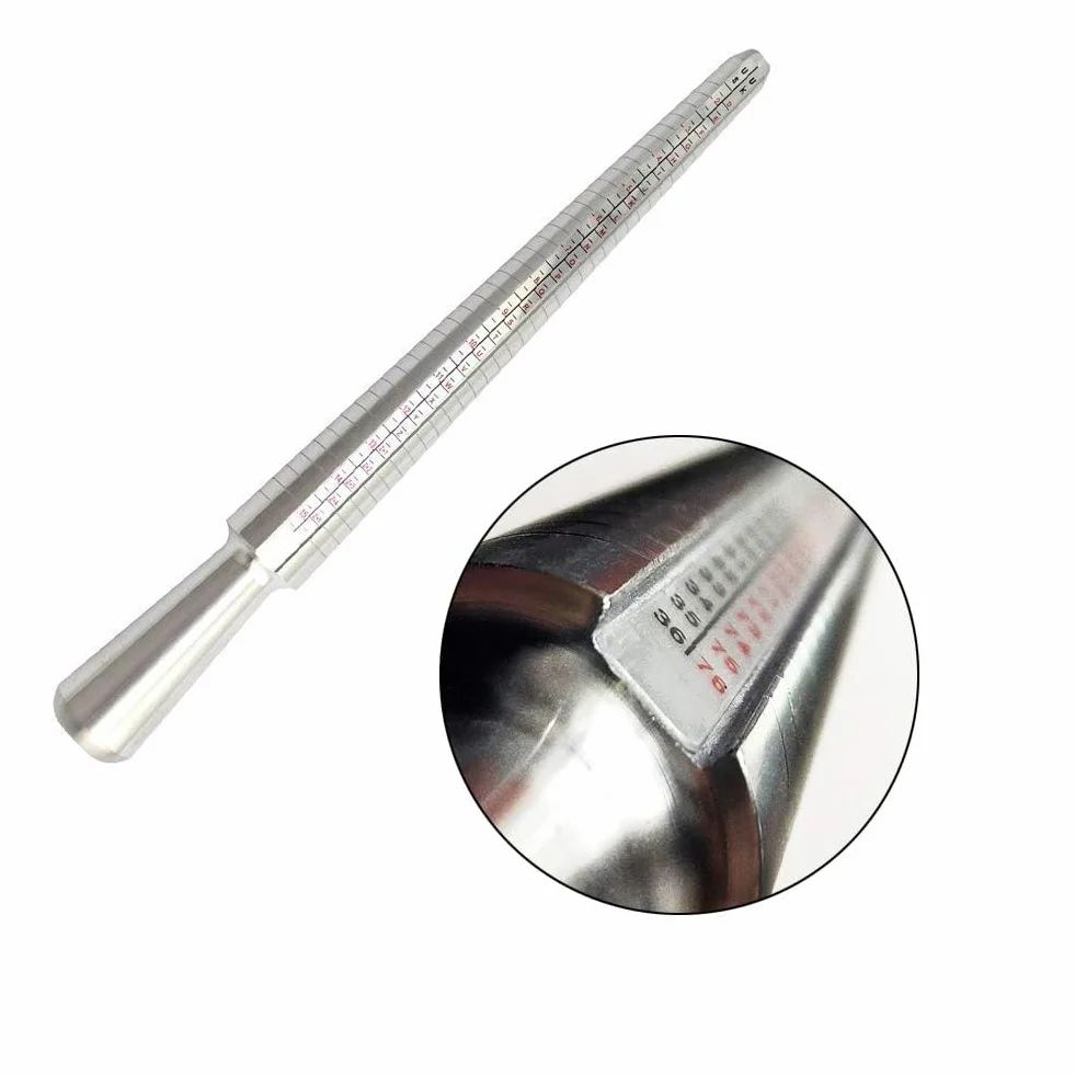 Meowoo Ringstock miernik wielkości pierścionka, metal lub tworzywo sztuczne, wymiary pierścionka, standard rozmiarów, UK, UE, USA i Szwajcaria, Length:26CM, Bez kamienia