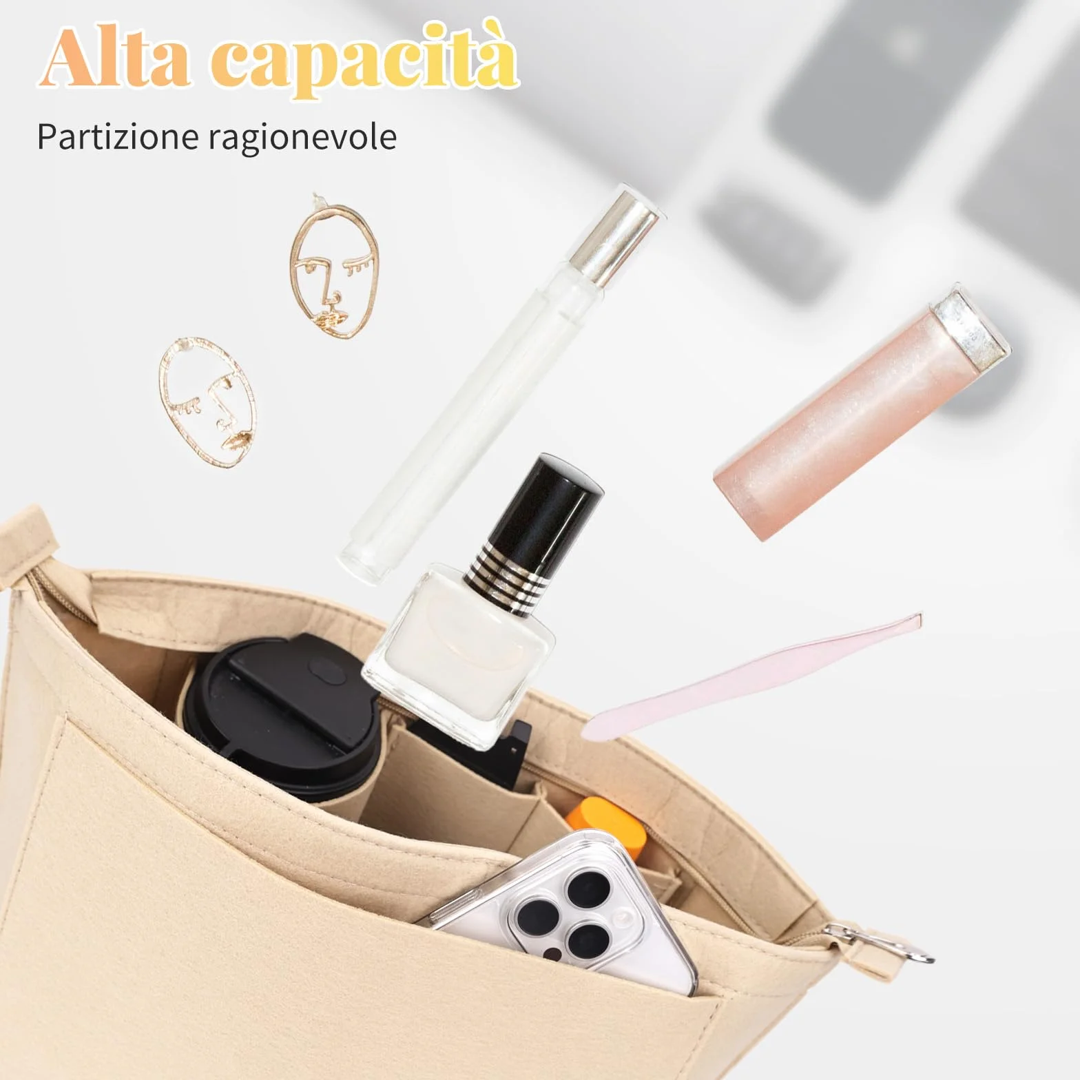 GADITIEK Organizer Longchamp Le Pliage l, beżowy filcowy organizator na torebkę Longchamp L