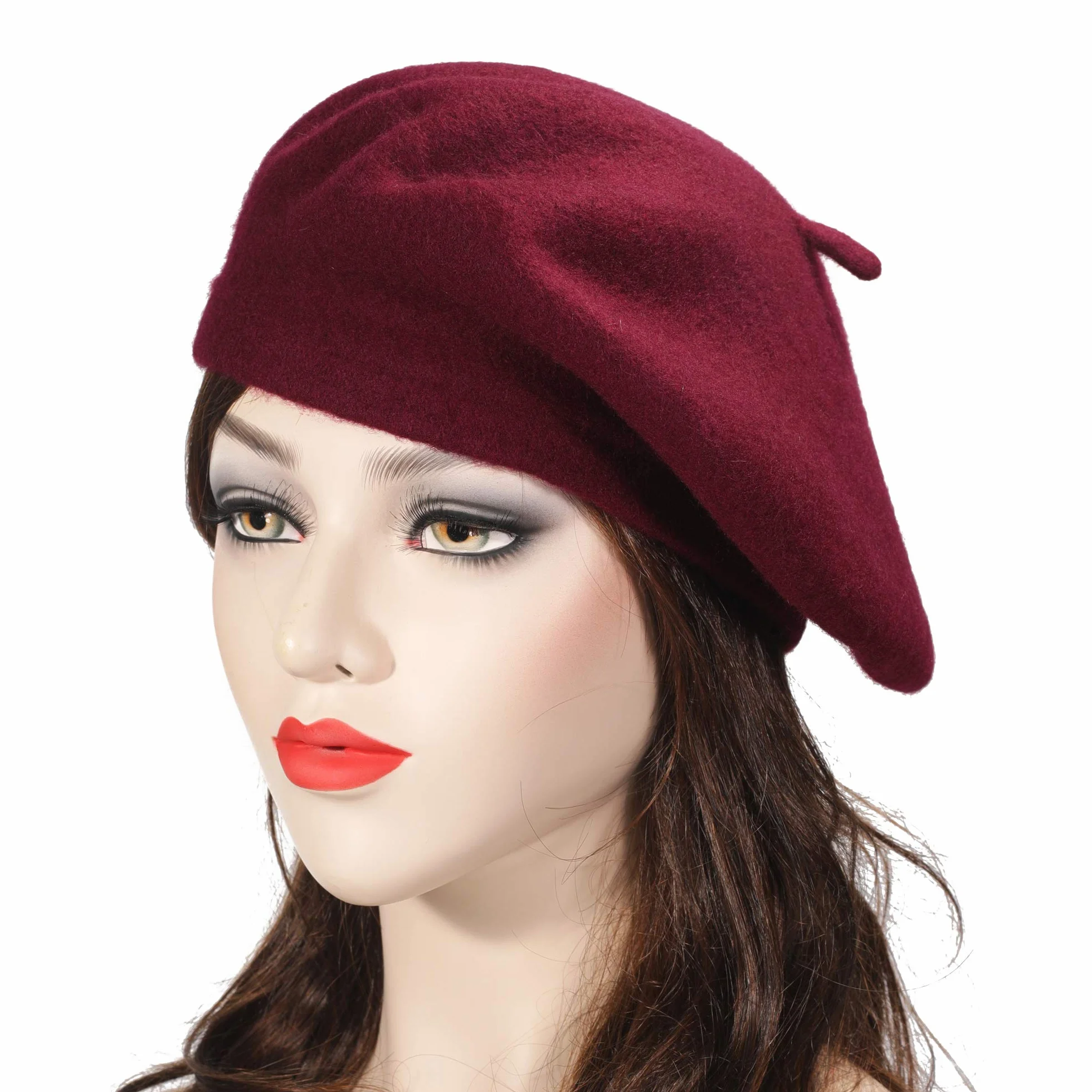 ZLYC Damski klasyczny beret w stylu francuskiego artysty, czerwony burgund, jeden rozmiar