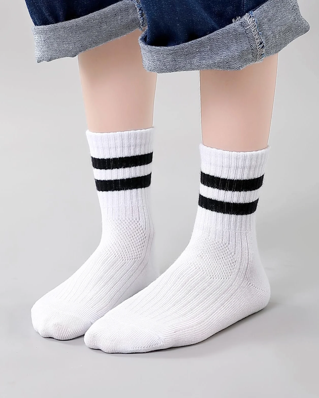 Kyopp 5/10 par skarpet dla chłopców i dziewczynek, oddychające skarpety typu sneaker w paski