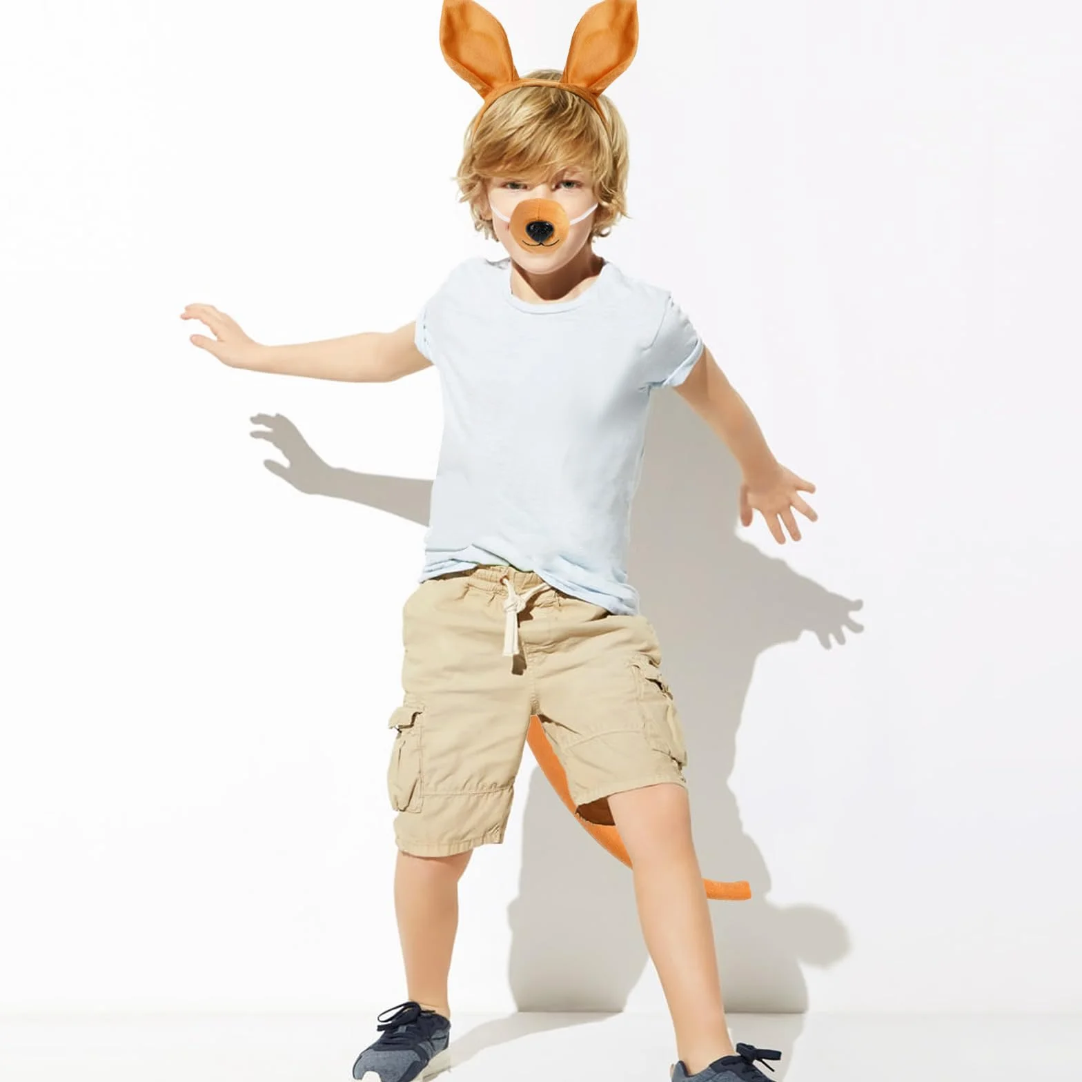 XEPST Zestaw kostiumów dla zwierząt kangur, kangur uszy i ogon zestaw kangura opaska na głowę i ogon kangura dla zwierząt kostium na urodziny cosplay Halloween Fantazyjna sukienka na imprezę