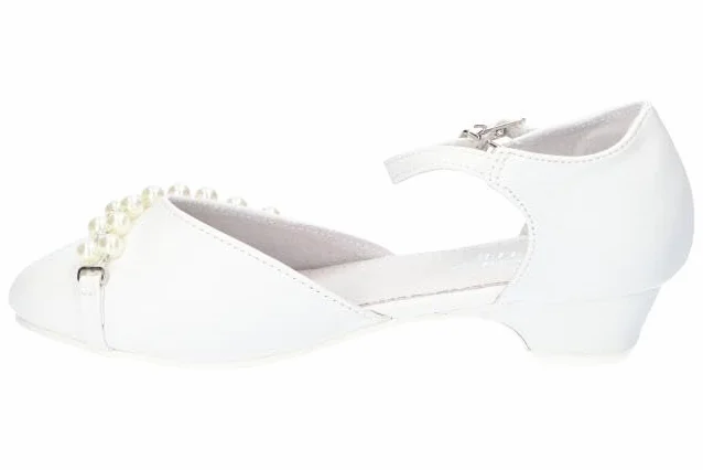 KOM40 ELEGANCKIE BUTY KOMUNIJNE GALOWE STYLOWE PANTOFLE DLA DZIEWCZYNEK BIAŁE 33