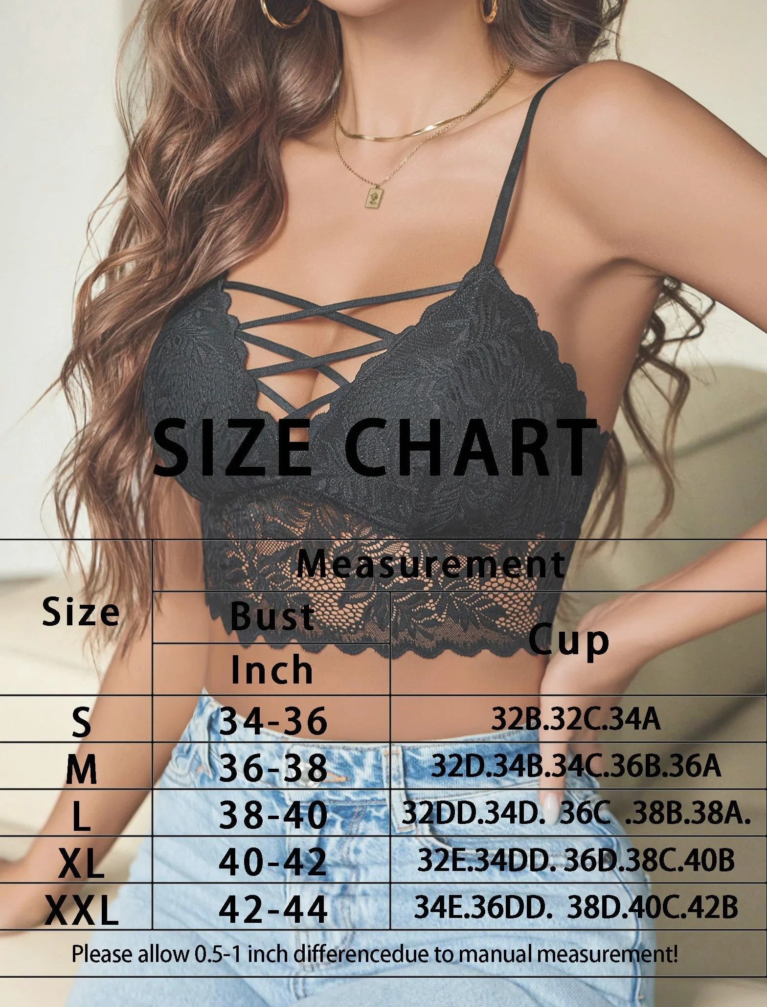 Avidlove Seksowny top damski z koronką, ramiączka spaghetti, podkoszulek crop top, dekolt w serek, top na festiwal, imprezę