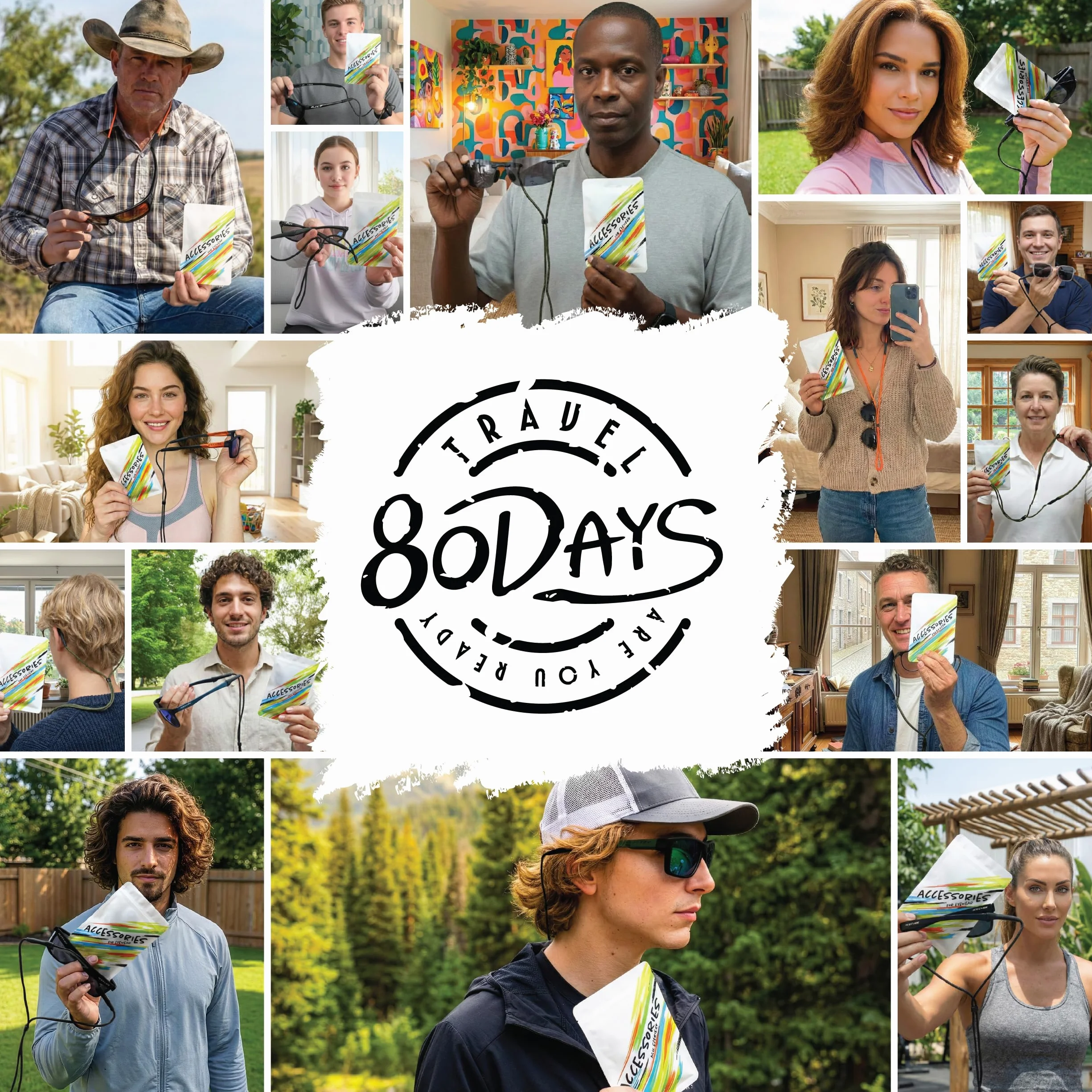 80Days Regulowany pasek na okulary – nylonowy uchwyt na okulary i okulary przeciwsłoneczne z silikonowymi uchwytami, bezpieczne dopasowanie do czytania lub uprawiania sportu, pomarańczowy