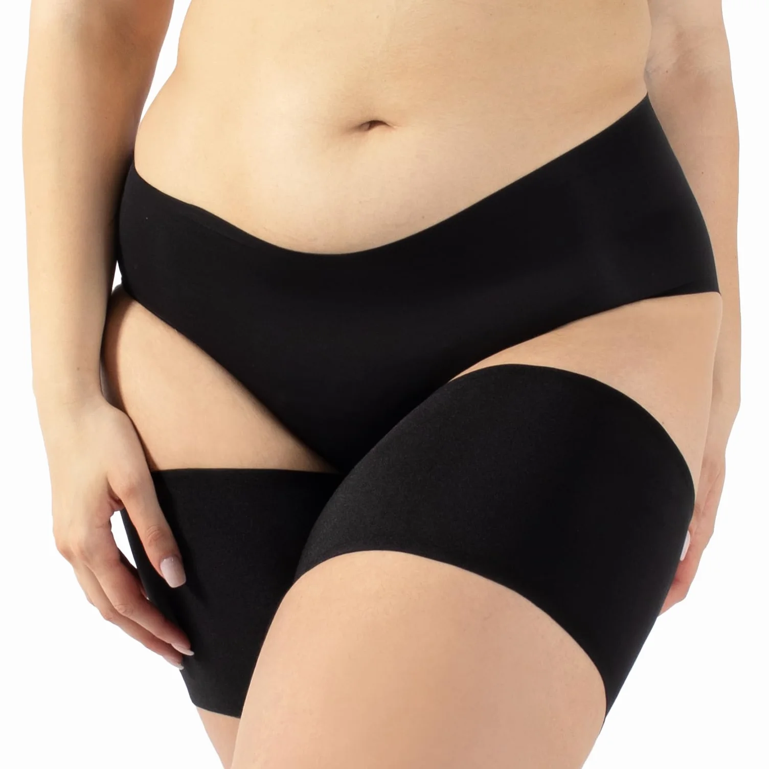 CALZITALY Nowoczesny Kobiety Calzitaly Smooth Anti - Chafing Bands | Anti Rubbing Curvy Elastic Bands for Thighs| Black, Skin | A, B, C, D, E, F | Made in Italy