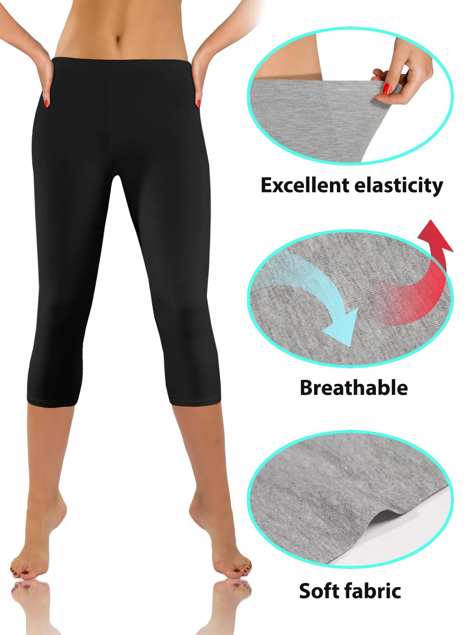 sesto senso Legginsy z wiskozy dla kobiet 3/4 długie spodnie do fitnessu, spodnie sportowe, kolorowe, do jogi