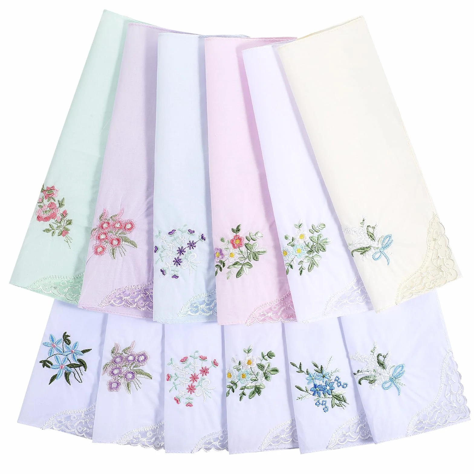 12 sztuk chusteczek higienicznych damskich, bawełnianych, kwiatowych, w kolorze vintage, kwiatowe, haftowane chusteczki higieniczne na wesele, biały, 28*28cm