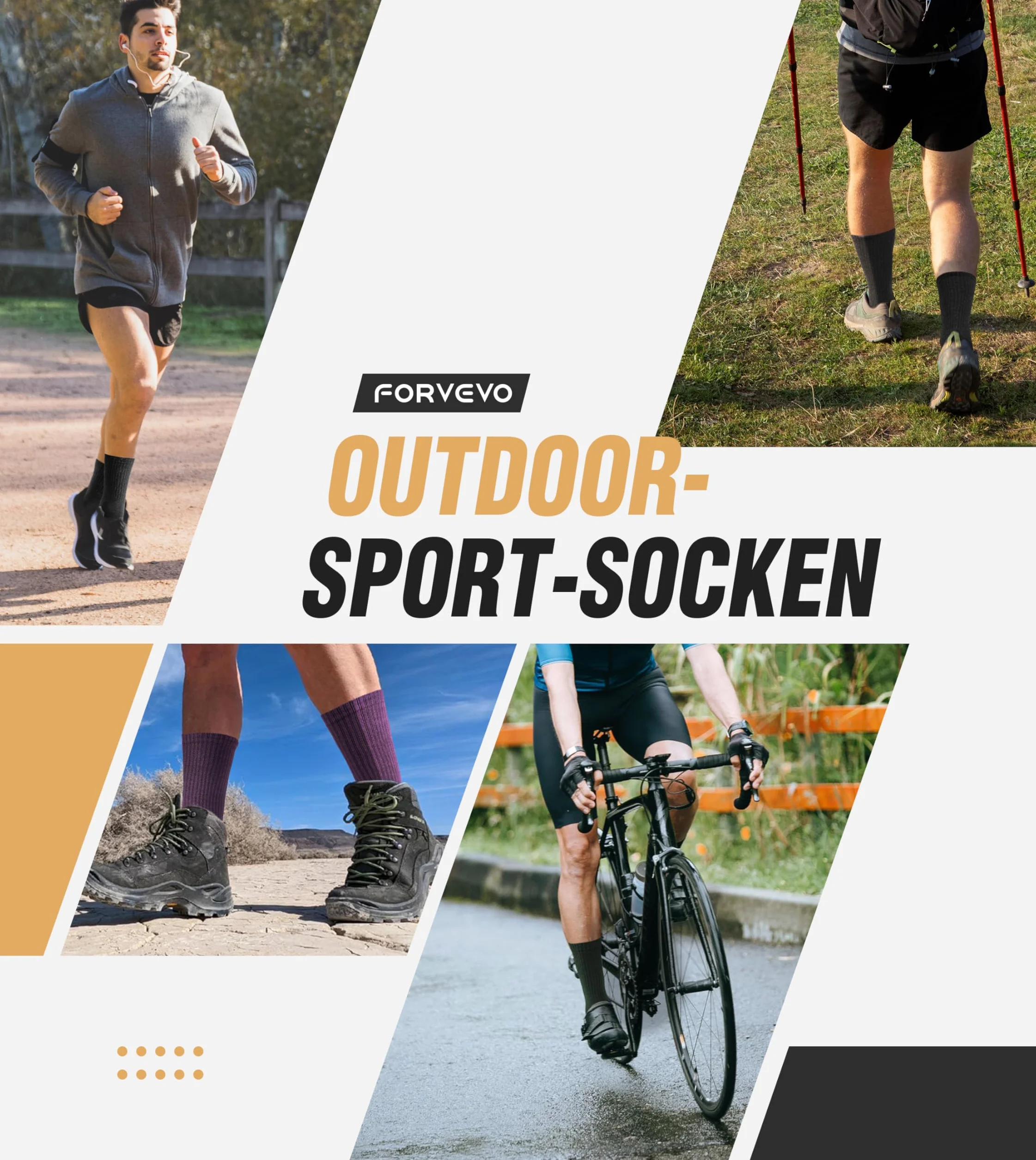 FORVEVO 60% Merino skarpety trekkingowe dla mężczyzn i kobiet, 3 pary, wełniane skarpety męskie, wyściełane, termiczne skarpety zimowe, skarpety sportowe do trekkingu i aktywności na świeżym powietrzu