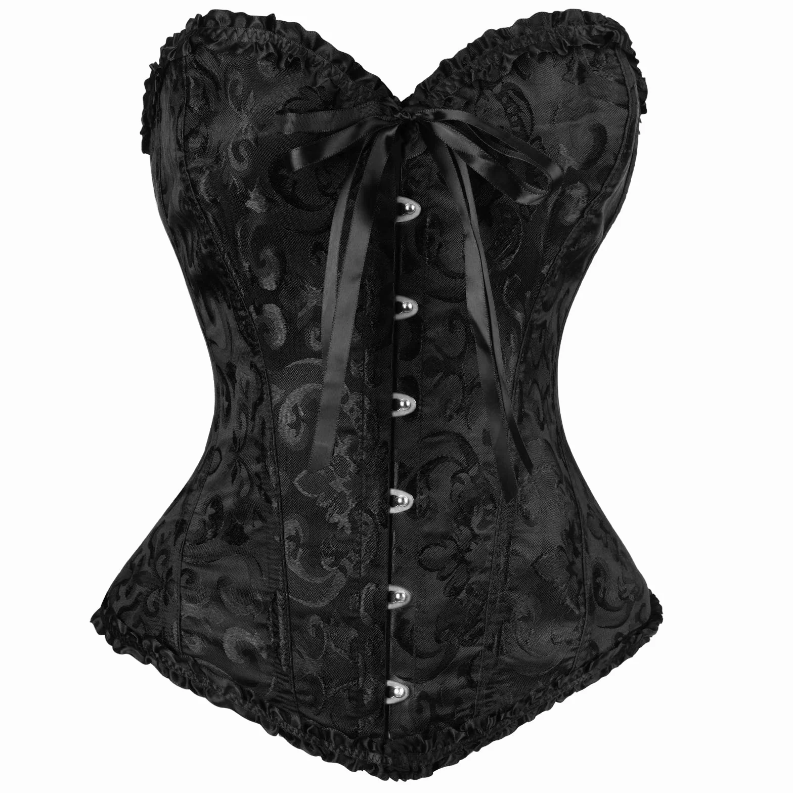 AUYAO Damski koronkowy gorset z odsłoniętymi kostkami gorset/czarny gorset pas na cosplay Halloween randki Catwoman retro impreza tematyczna steampunk (S-XL)