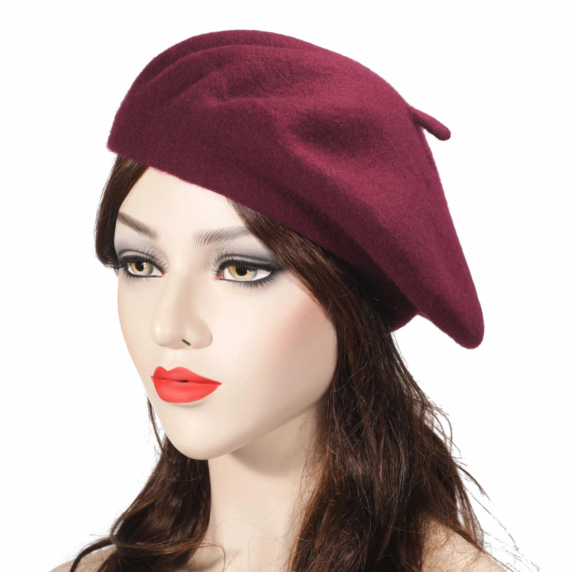 ZLYC Damski klasyczny beret w stylu francuskiego artysty, czerwony burgund, jeden rozmiar