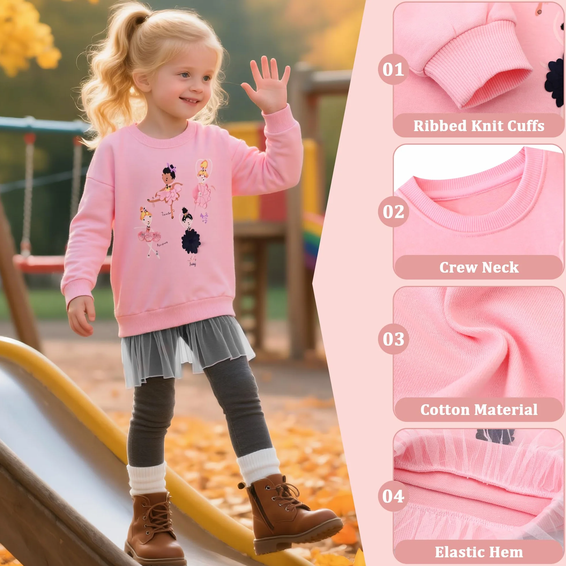 Dziewczęca bawełniana bluza z okrągłym dekoltem sweter bez kaptura haftowane bluzy z długim rękawem Casual Princess Topy dziewczęce swetry 2-7 lat