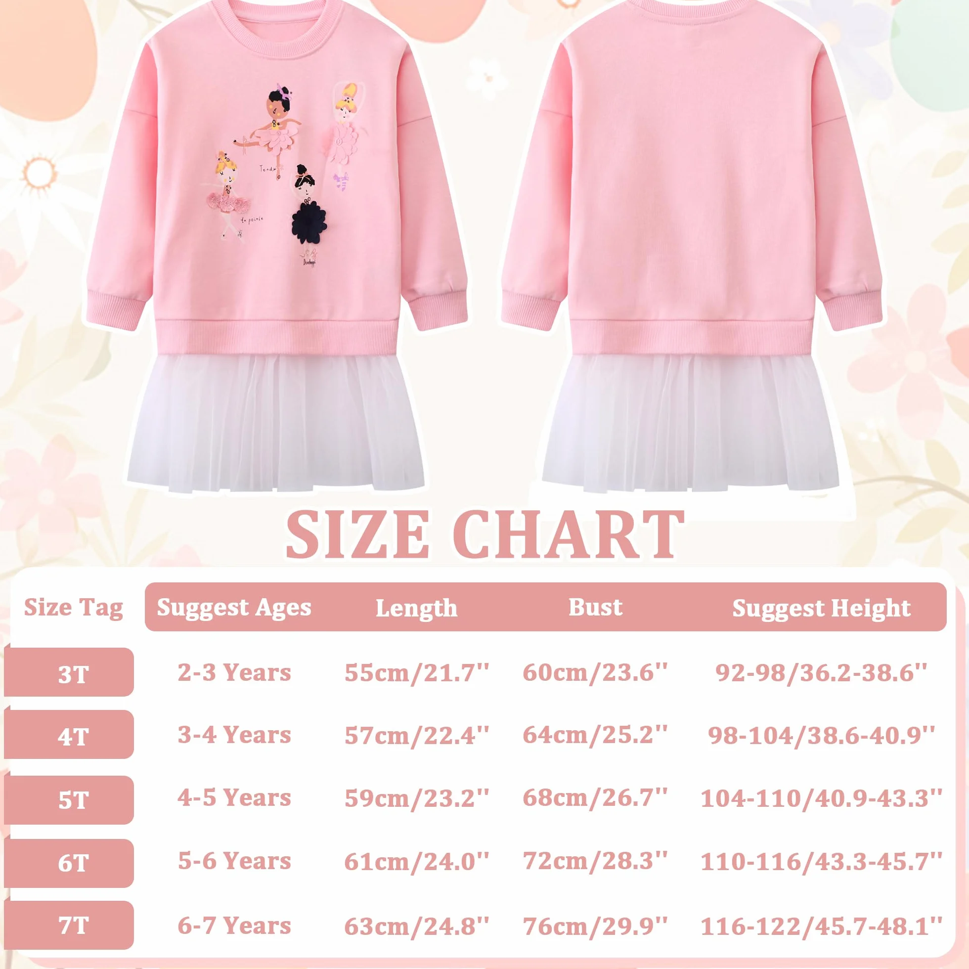 Dziewczęca bawełniana bluza z okrągłym dekoltem sweter bez kaptura haftowane bluzy z długim rękawem Casual Princess Topy dziewczęce swetry 2-7 lat