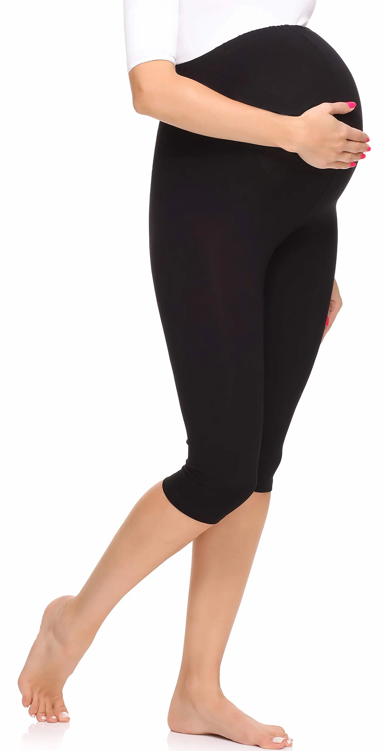 Merry Style Damskie Legginsy Ciążowe 3/4 z Wiskozy MS10-298