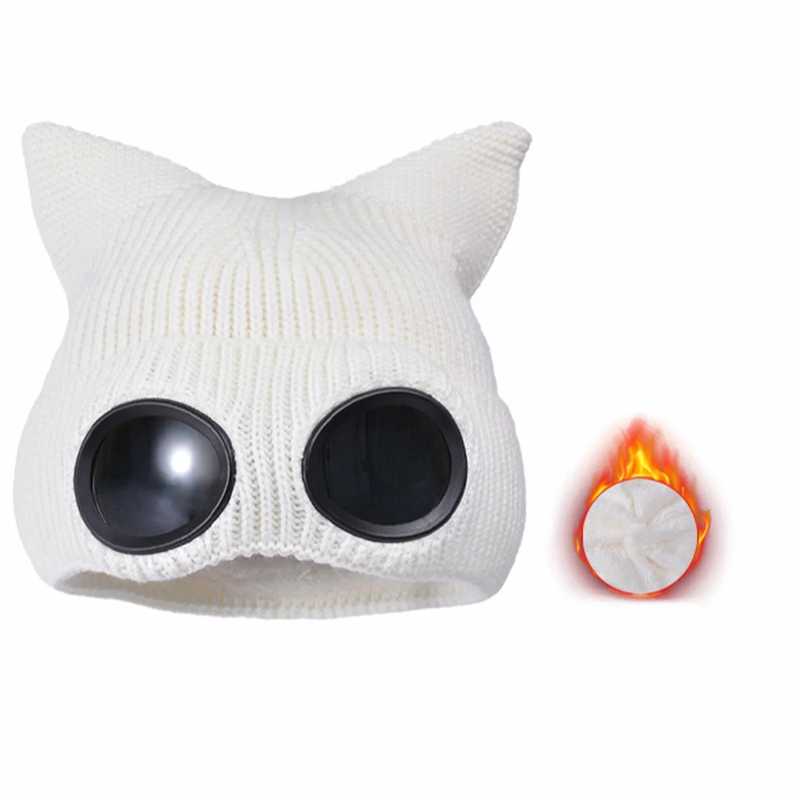 Czapka beanie z okularami, czapka beanie z okularami, czapka uniseks z soczewkami okularowymi, zimowa czapka z dzianiny, do jazdy na nartach, wędrówek, spacerów