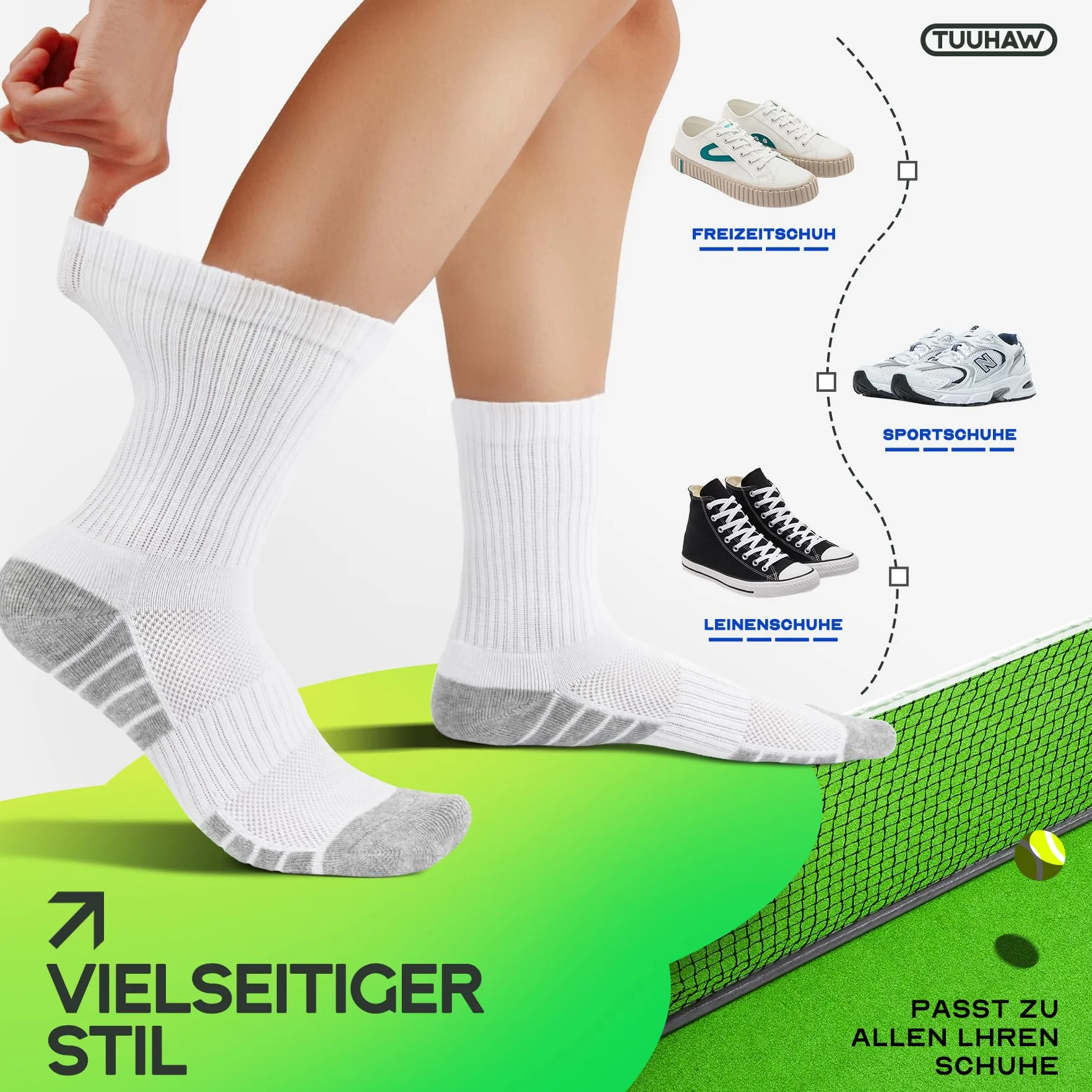 Skarpety Męskie Damskie 6/12 Par Bawełniane Skarpetki Sportowe Biegania Badminton Czarny Biały Szary