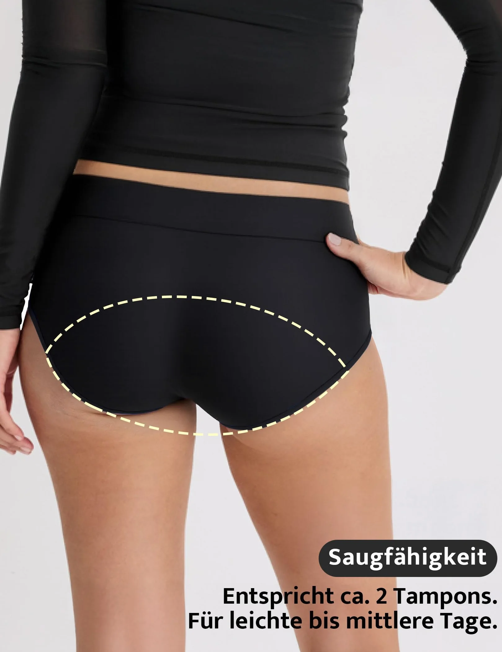 Okresowe spodnie bikini dla dziewcząt i kobiet, wysoka talia, kontrastowe szwy, menstruacyjne szorty chłopięce z 4-warstwową ochroną, szczelne, moda kąpielowa do pływania, na lekkie i średnie dni - 2