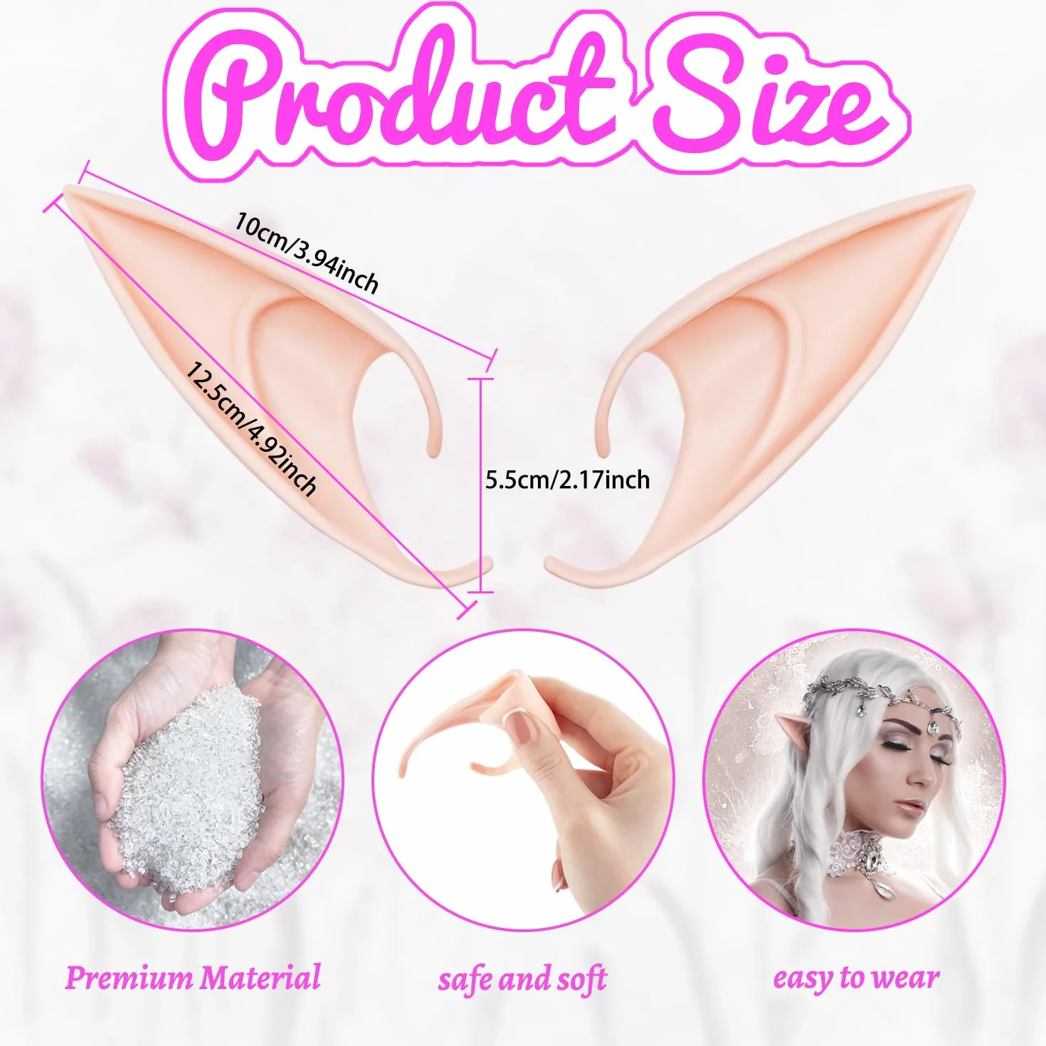2 pary pixie elf ucho wróżki, cosplay, spiczaste uszy goblinowe, przebranie, kostium, miękkie uszy protetyczne, cosplay, Halloween, Boże Narodzenie, impreza anime, 2 pary
