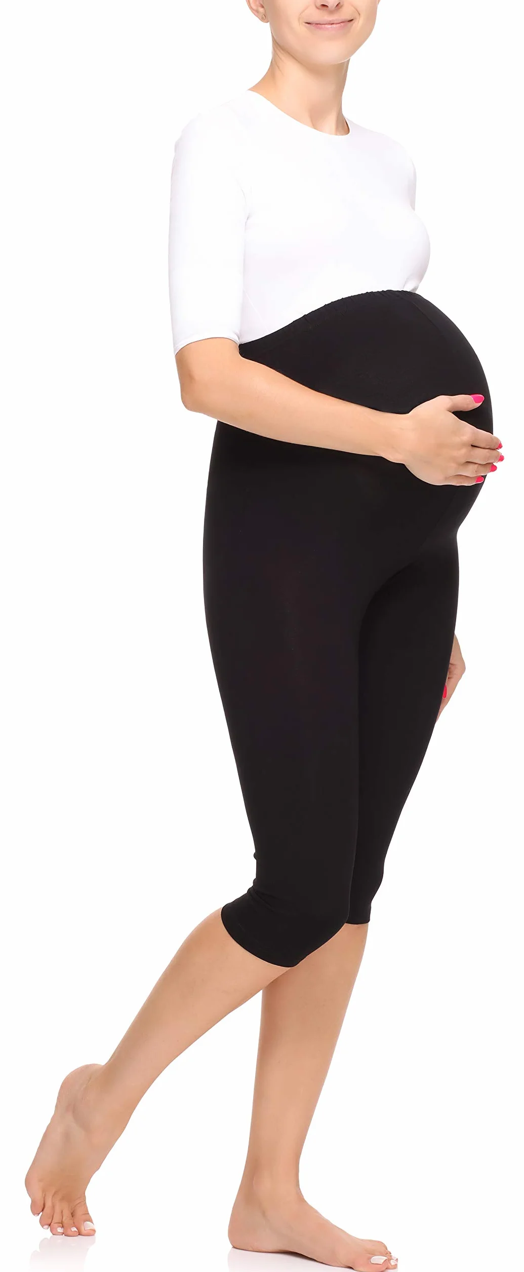 Merry Style Damskie Legginsy Ciążowe 3/4 z Wiskozy MS10-298